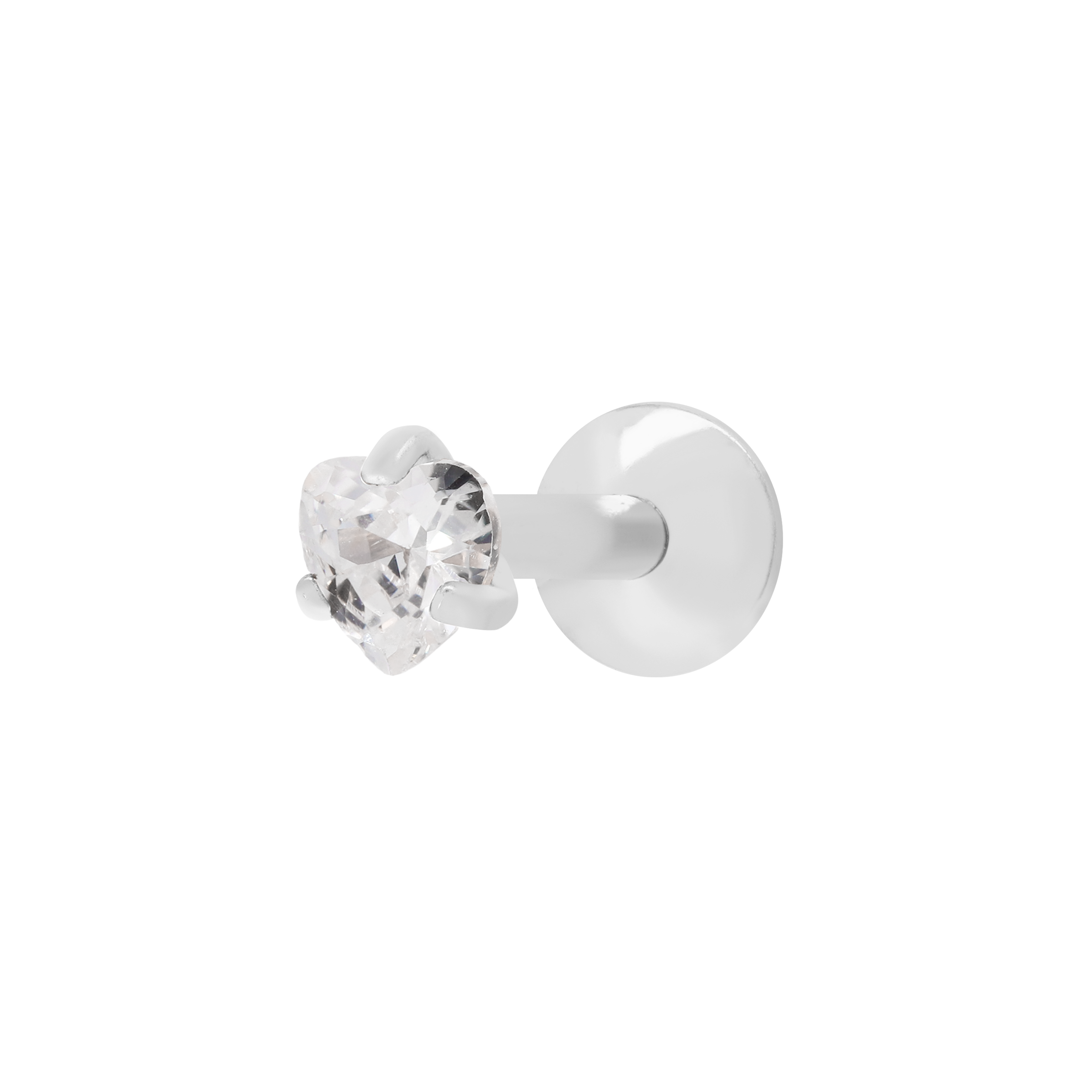 Purity Heart Gemstone Helix Tragus & Cartilage Ear Piercing - Silver
