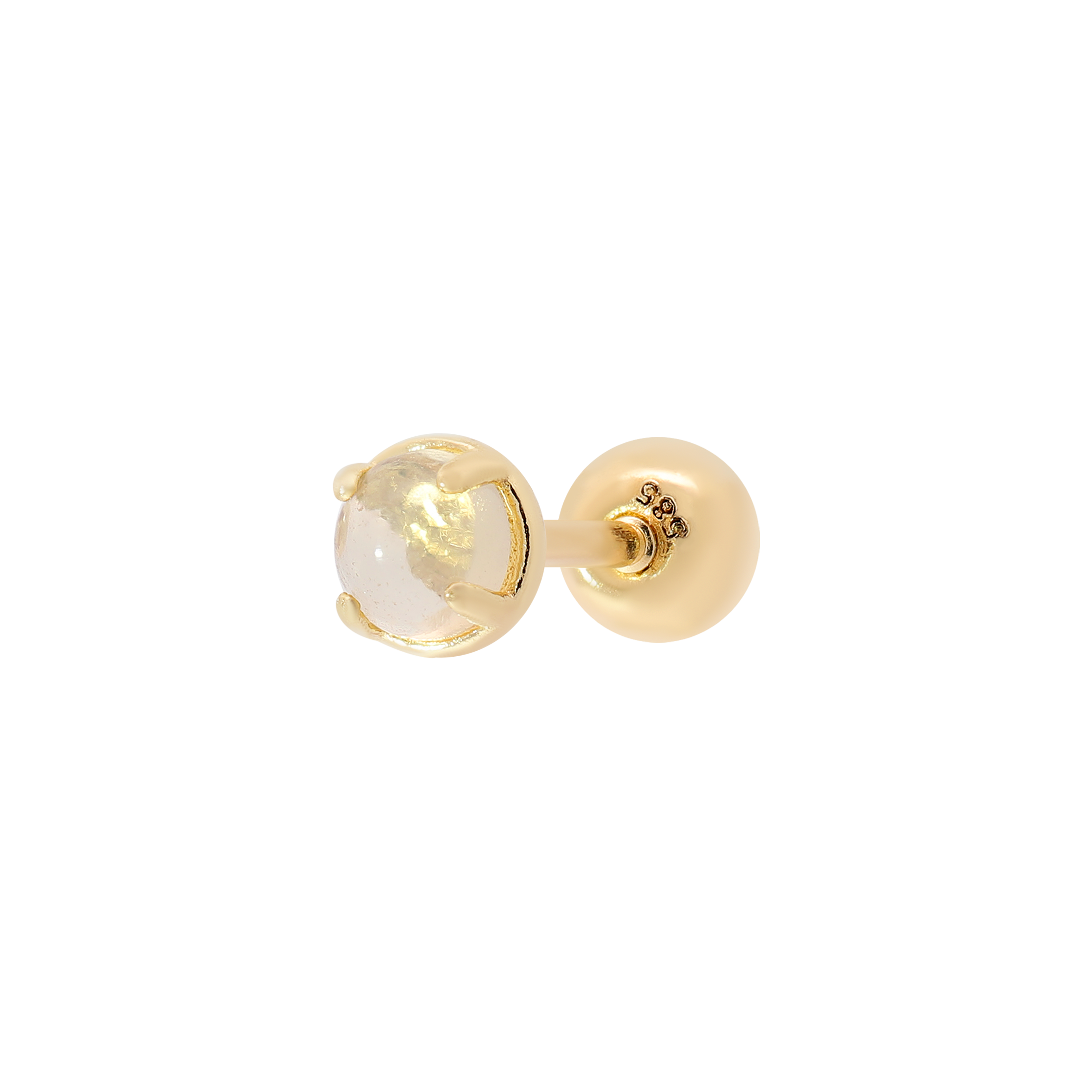 Solitaire Tragus Helix & Cartilage Ear Piercing - 14K Solid Gold