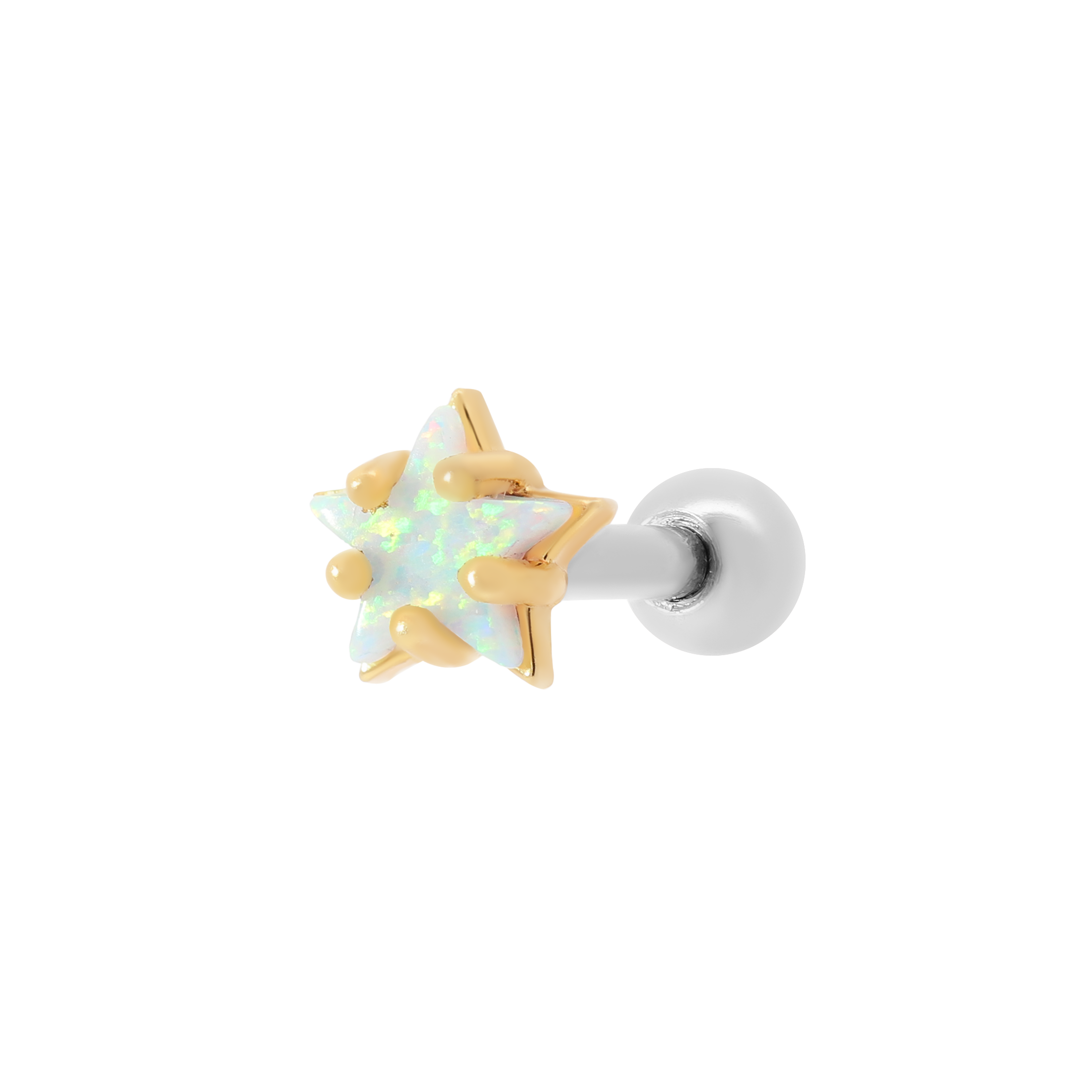 Starbound Opal Star Helix Tragus Cartilage & Conch Ear Piercing - Gold