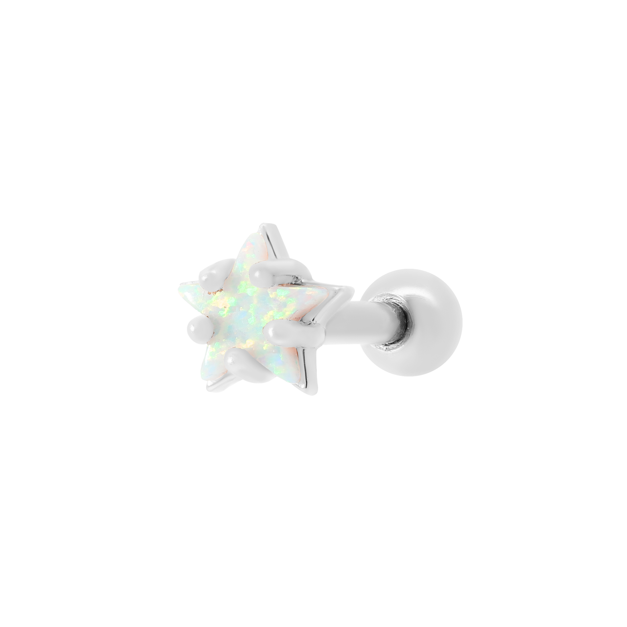 Starbound Opal Star Helix Tragus Cartilage & Conch Ear Piercing - Silver