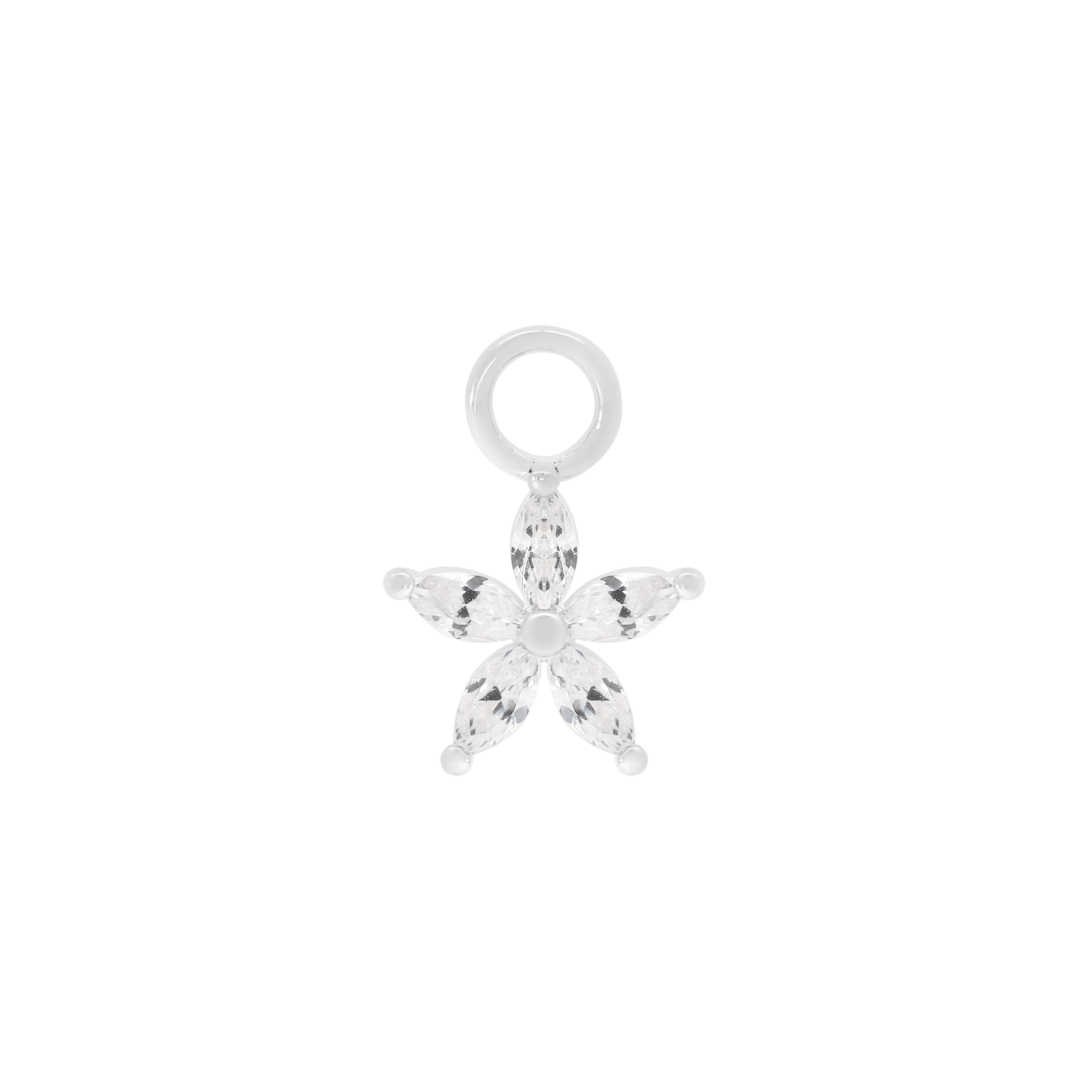 Dahlia Flower Gemstone Earring Charm - Sterling Silver