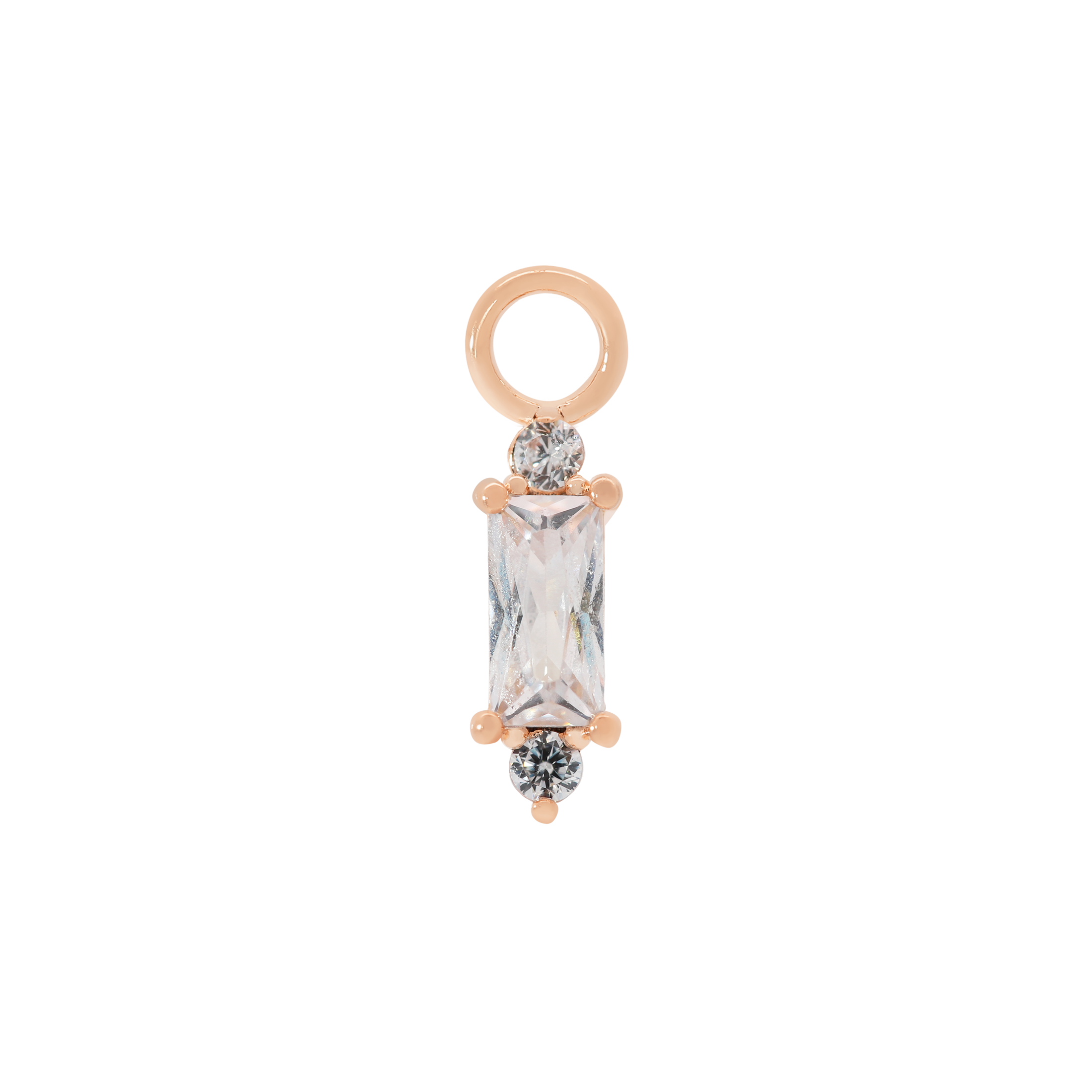 Deco Gemstone Earring Charm - Rose Gold