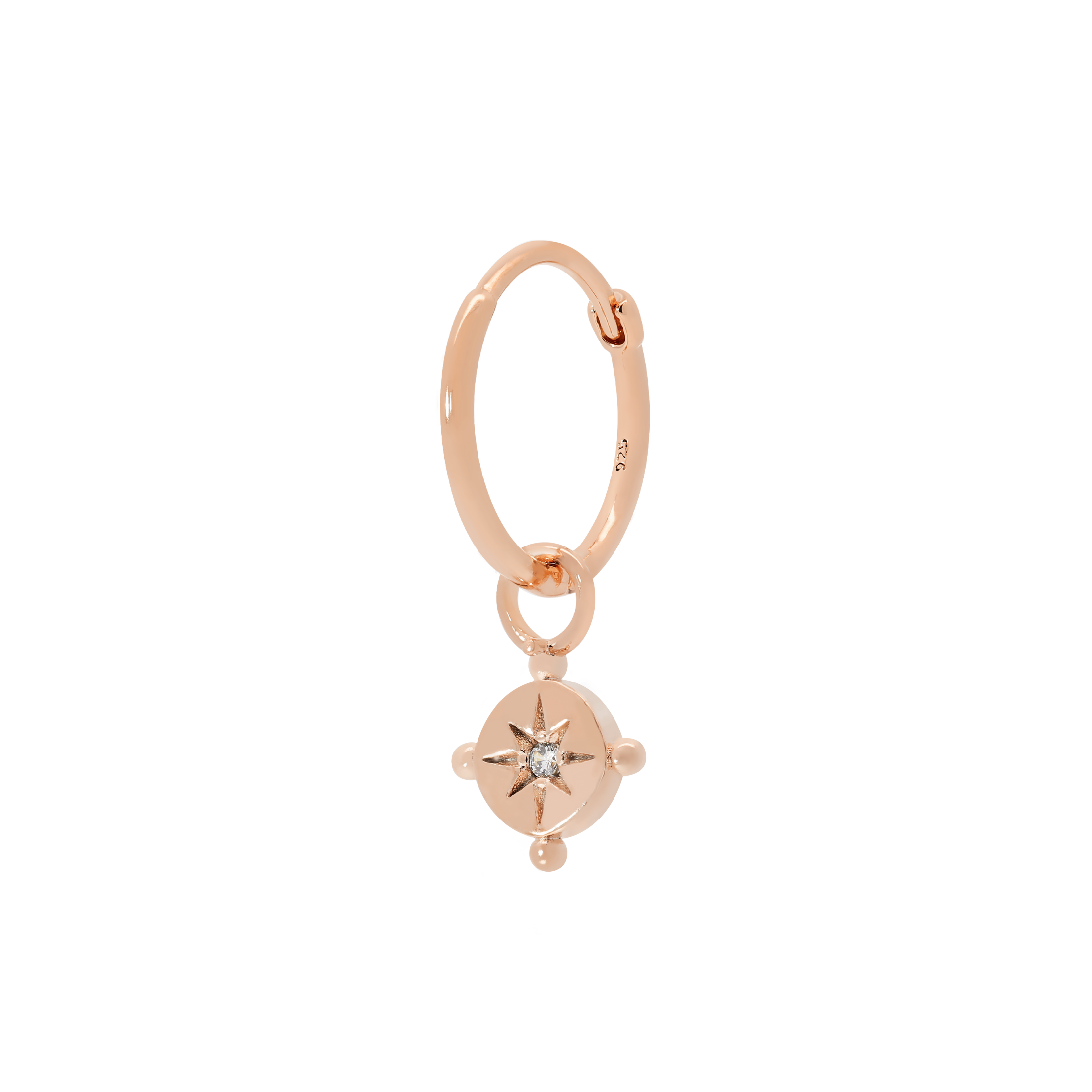 Destiny Pendant Star Earring Charm On Hoop - Rose Gold