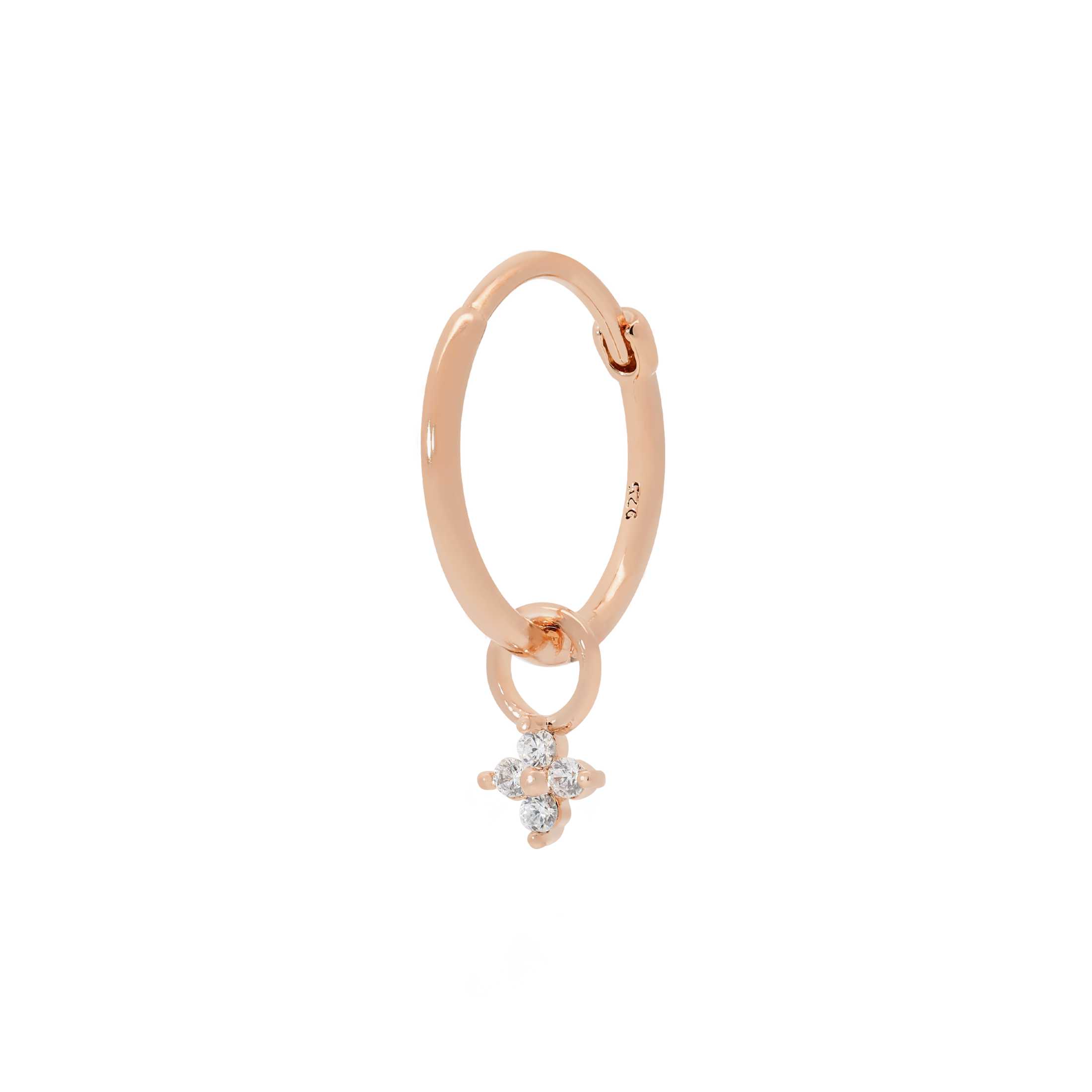 Felicity Clover Gemstone Earring Charm On Hoop - Rose Gold