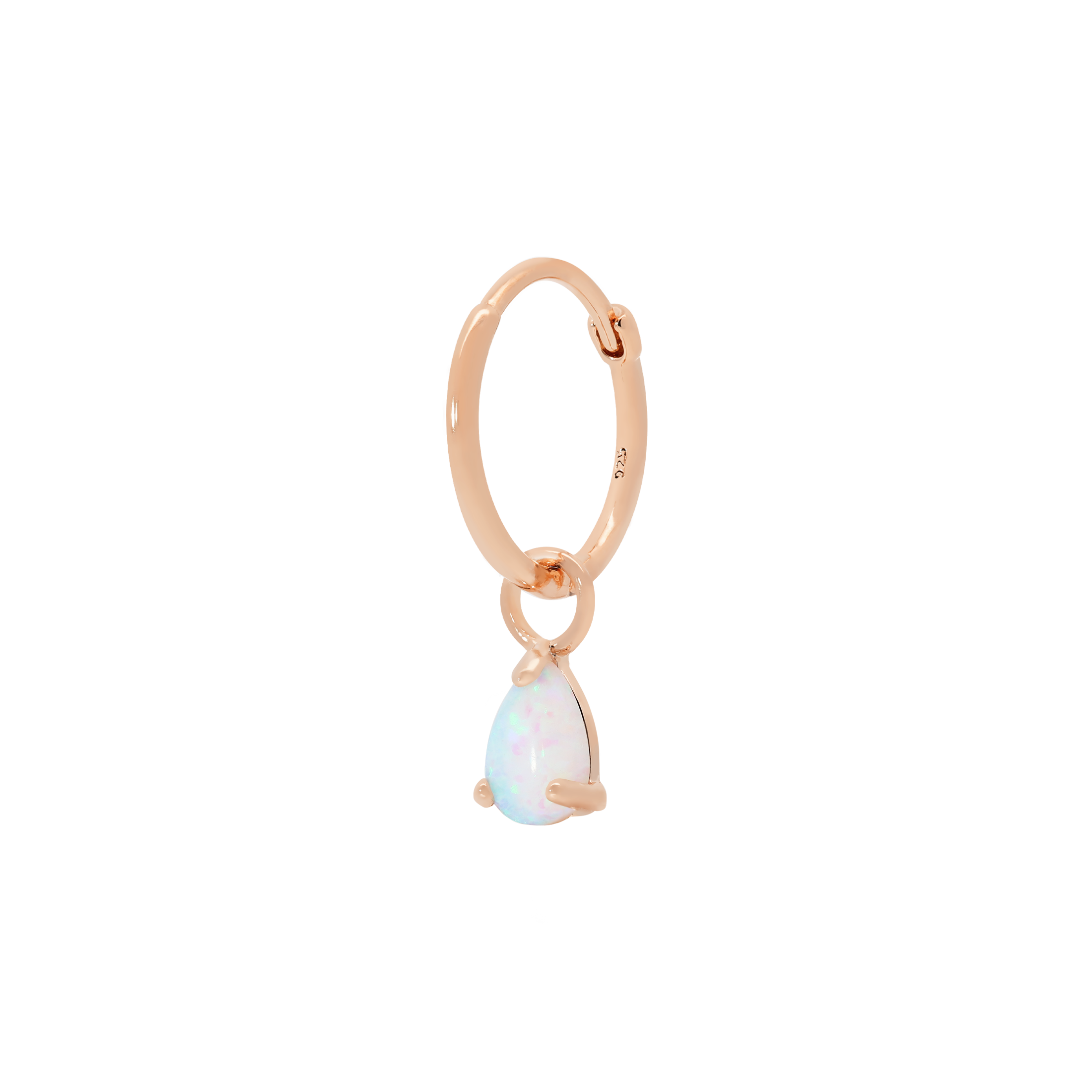 Gambit Teardrop Opal Earring Charm On Hoop - Rose Gold