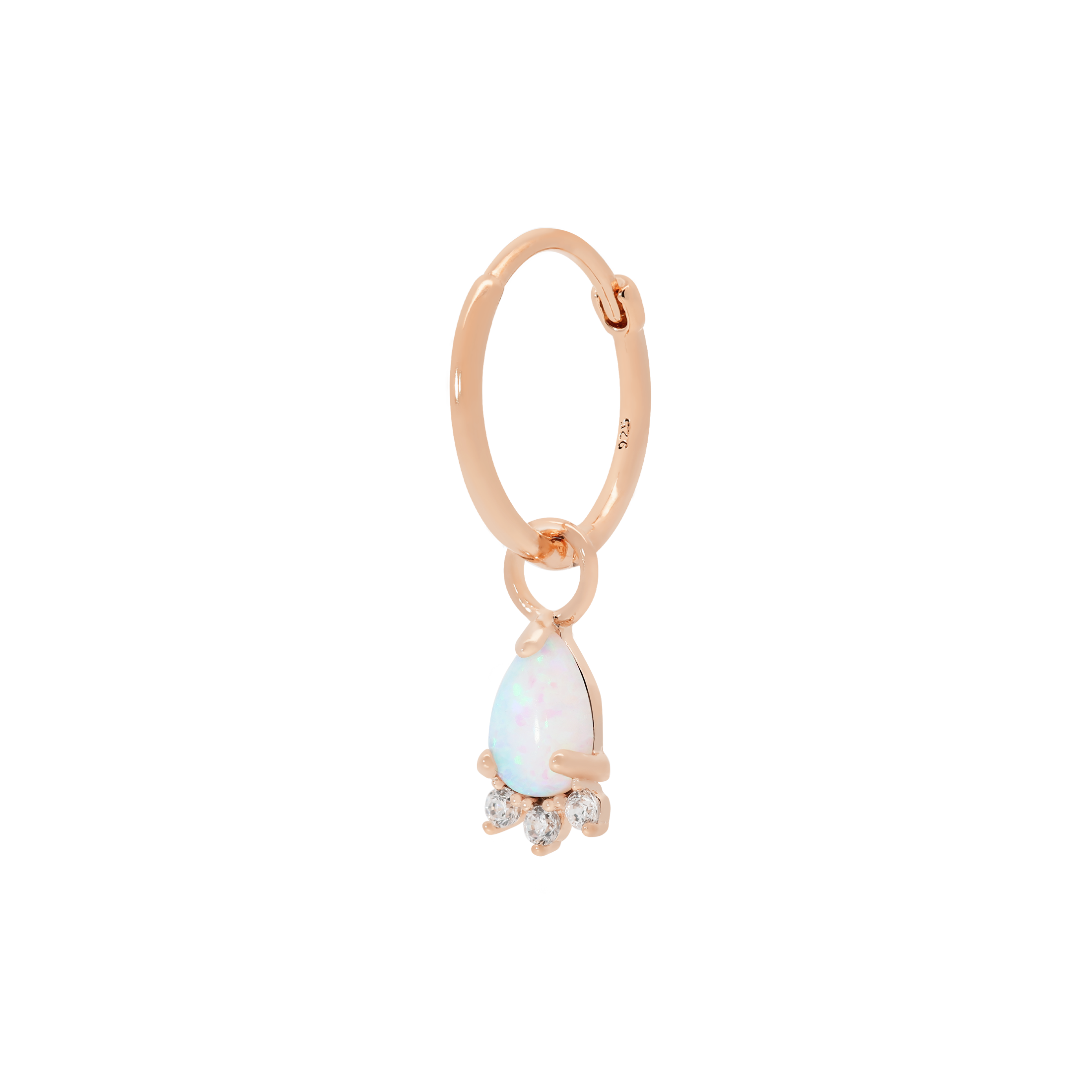 Gatsby Teardrop Opal & Gemstone Earring Charm On Hoop - Rose Gold