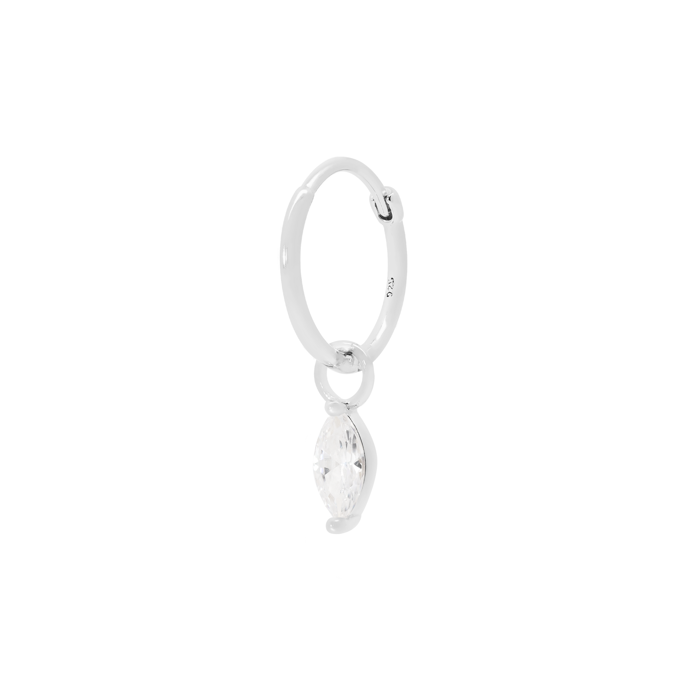 Olive Gemstone Earring Charm On Hoop - Sterling Silver