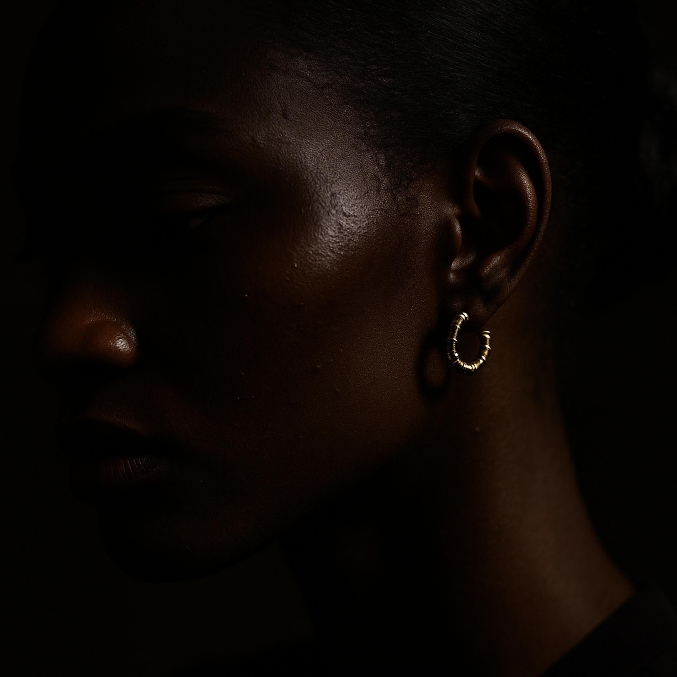 Aria Statement Twist Earring Hoops On Model - Gold