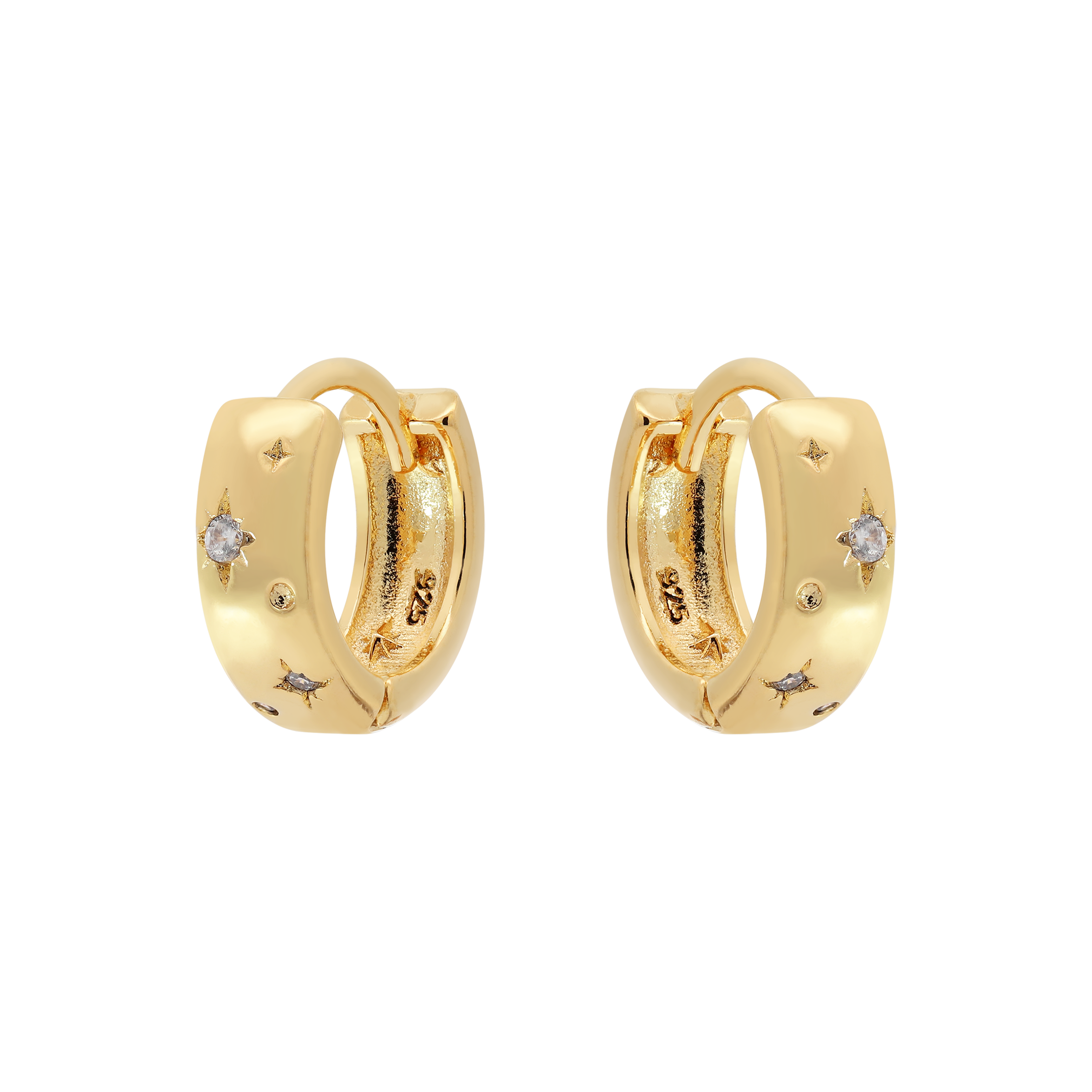 Astral Star Huggie Hoop Earrings - Gold