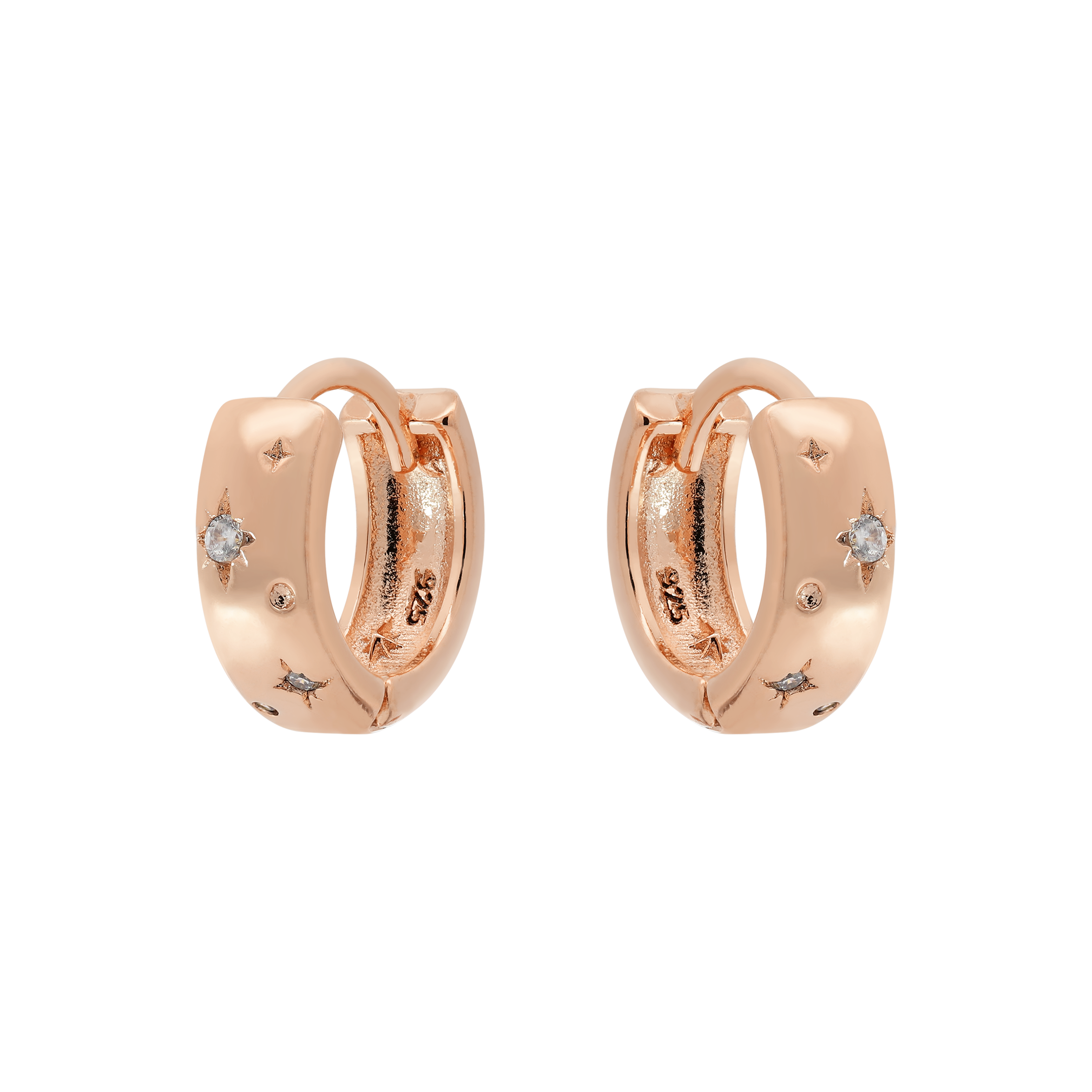 Astral Star Huggie Hoop Earrings - Rose Gold