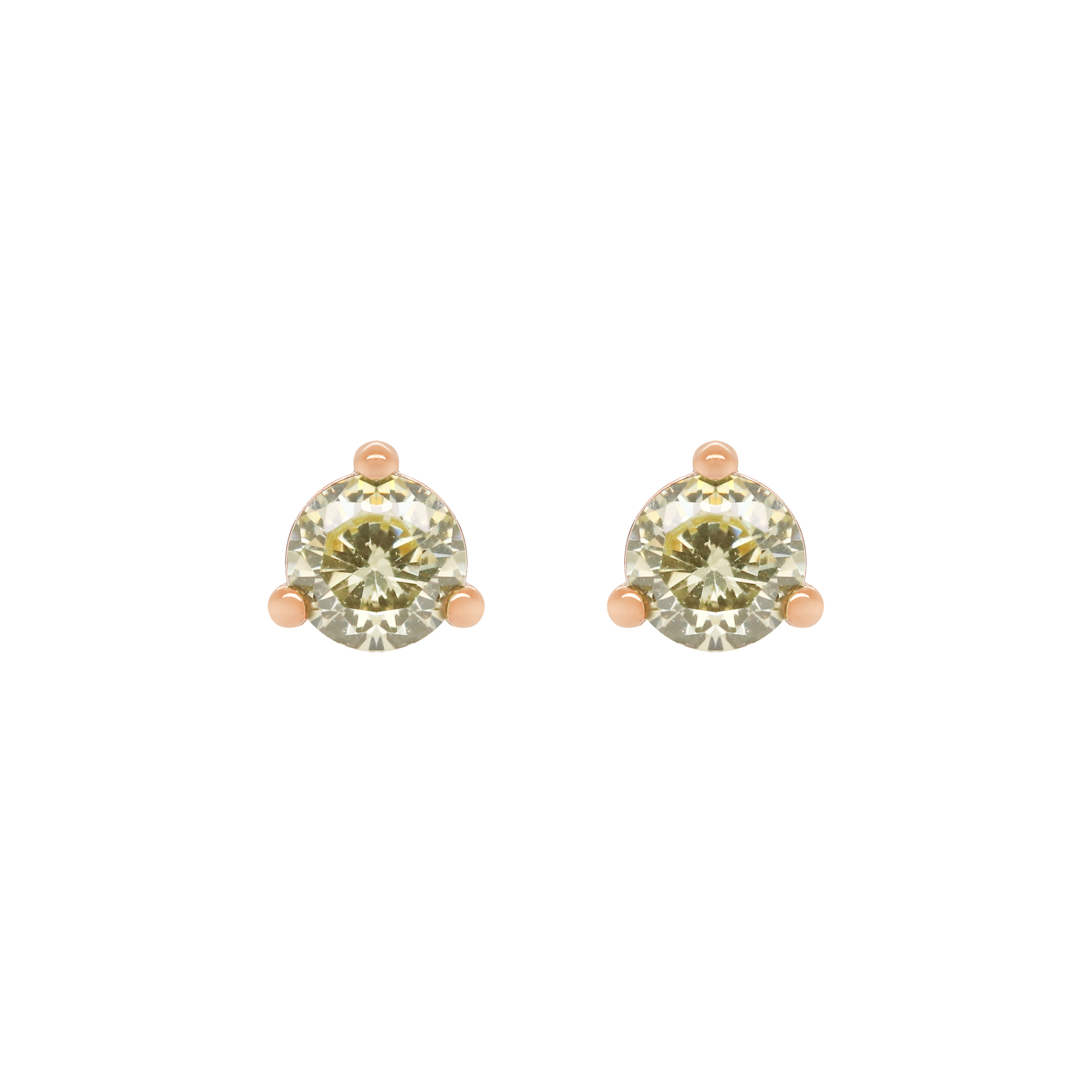 August Peridot Birthstone Earrings Studs - Rose Gold