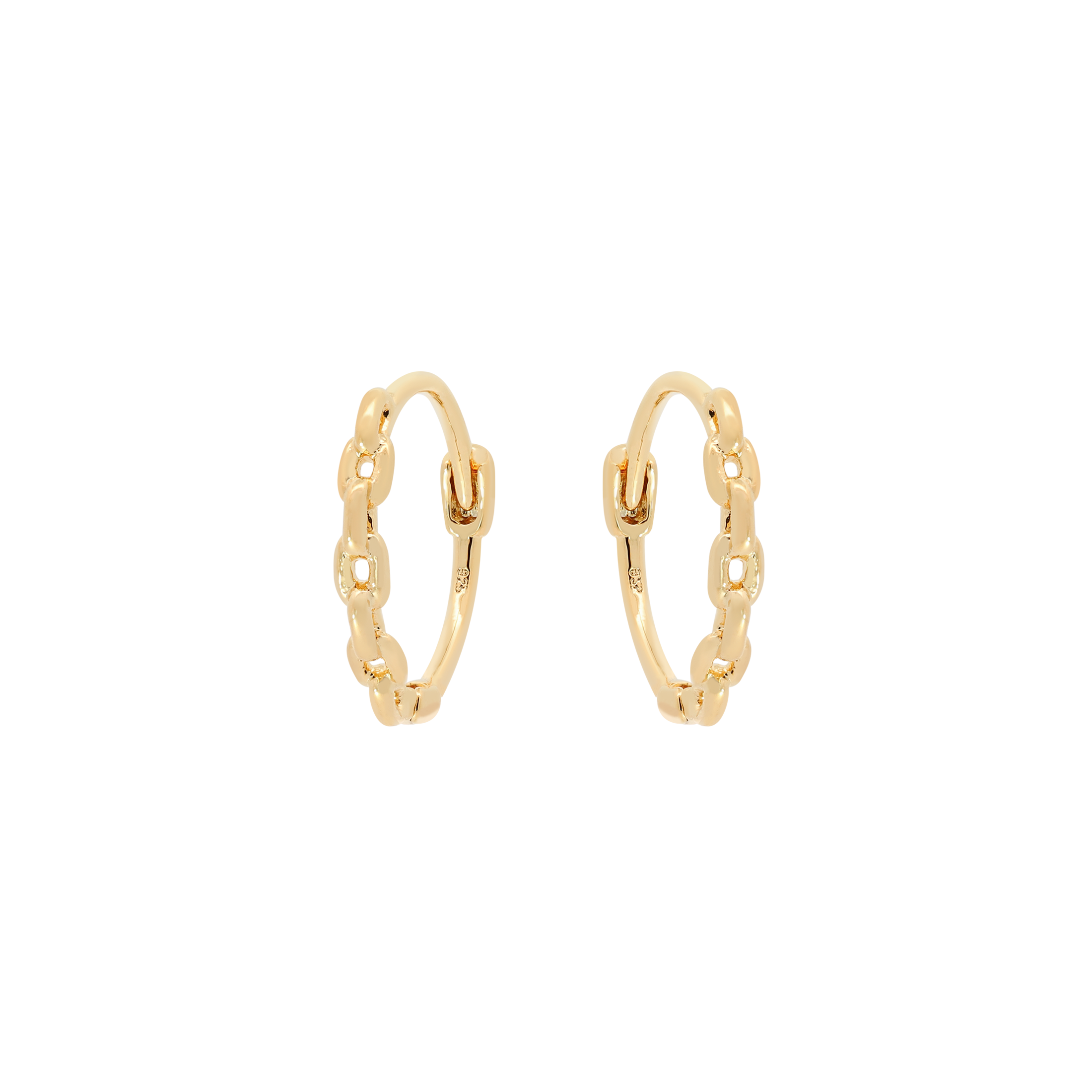 Bound Chain Link Earring Huggie Hoops - Gold