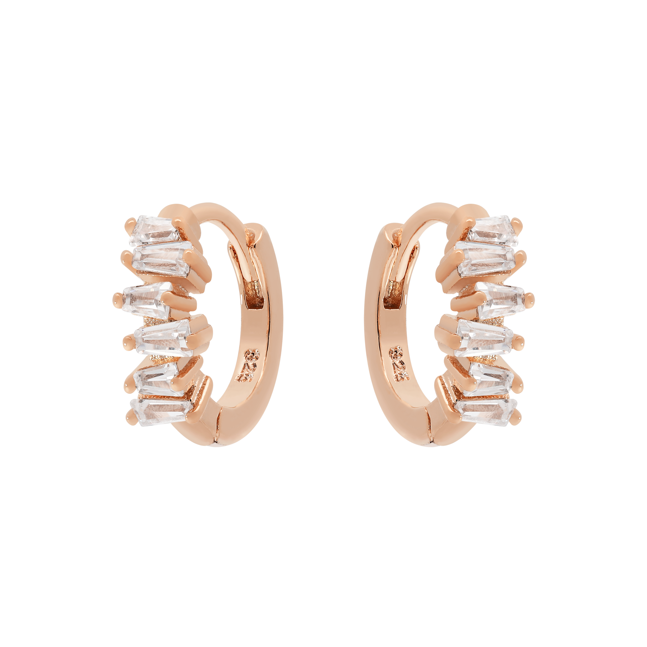 Daphne Gemstone Huggie Hoop Earrings - Rose Gold