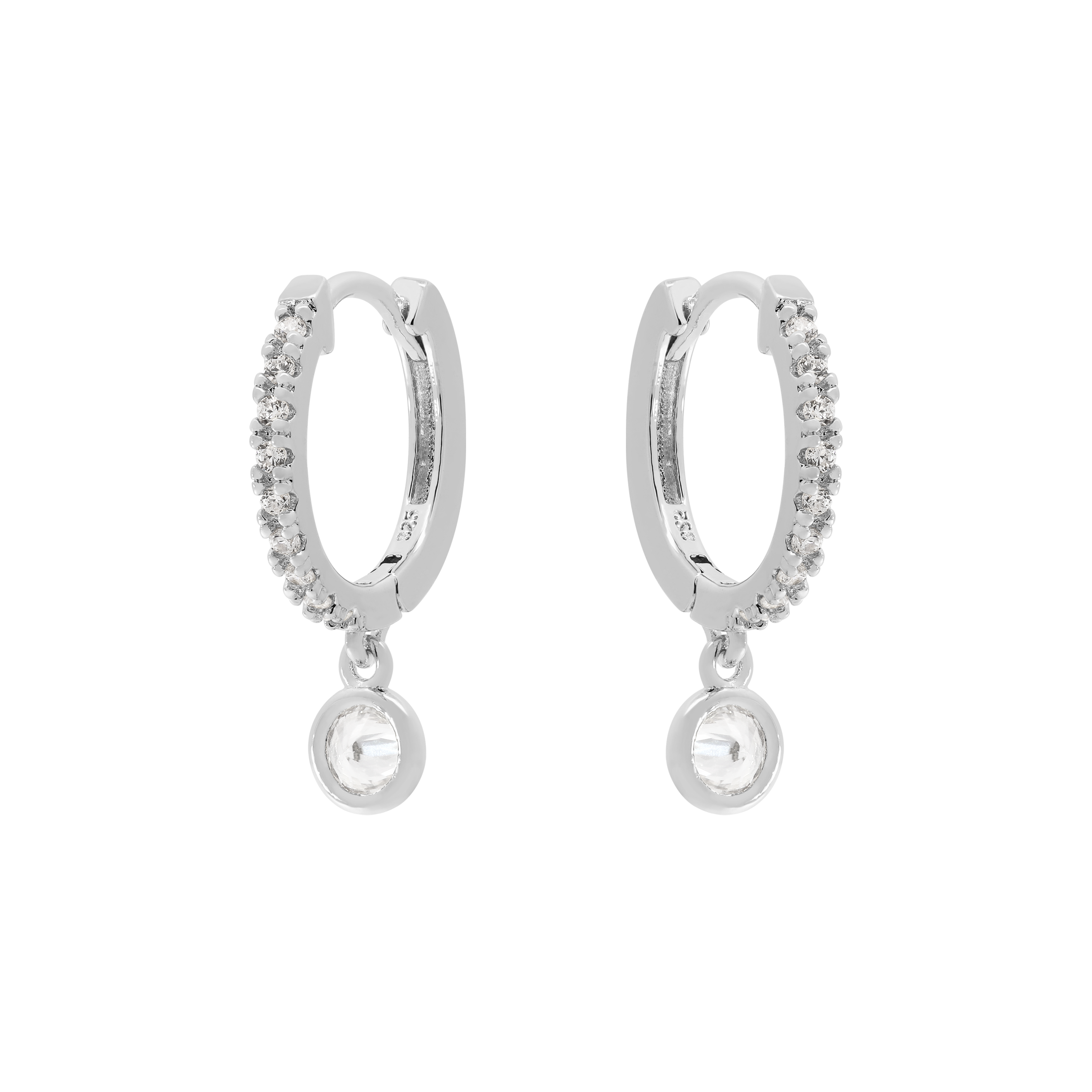 Decadent Gemstone Charm Huggie Hoop Earrings - Sterling Silver