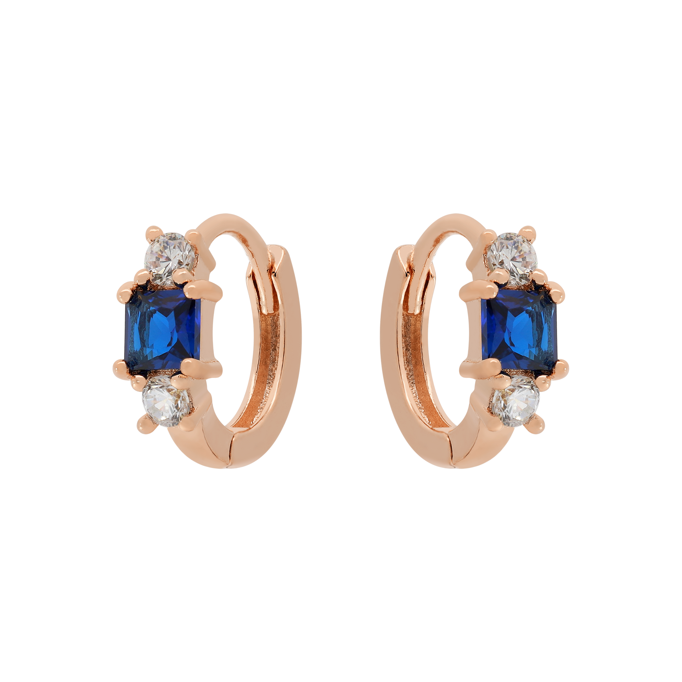 Devotion Sapphire & Gemstone Huggie Hoop Earrings - Rose Gold