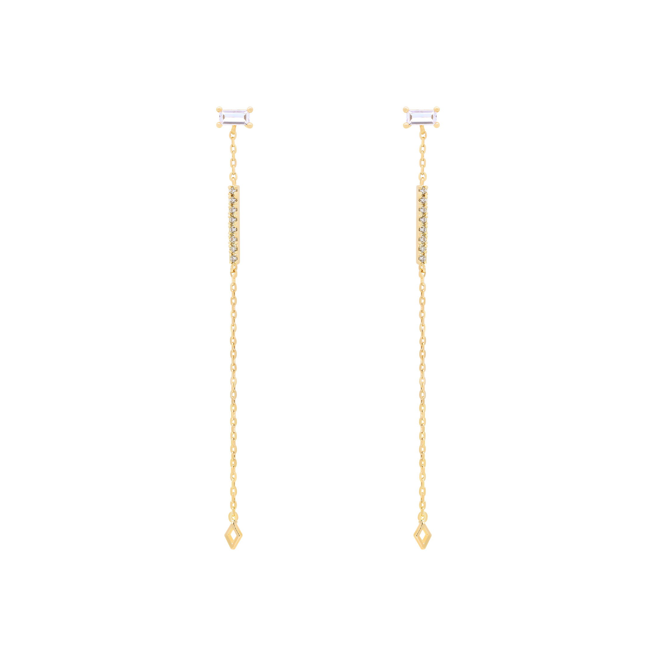 Rhea Gemstone Drop Chain Earrings - Gold