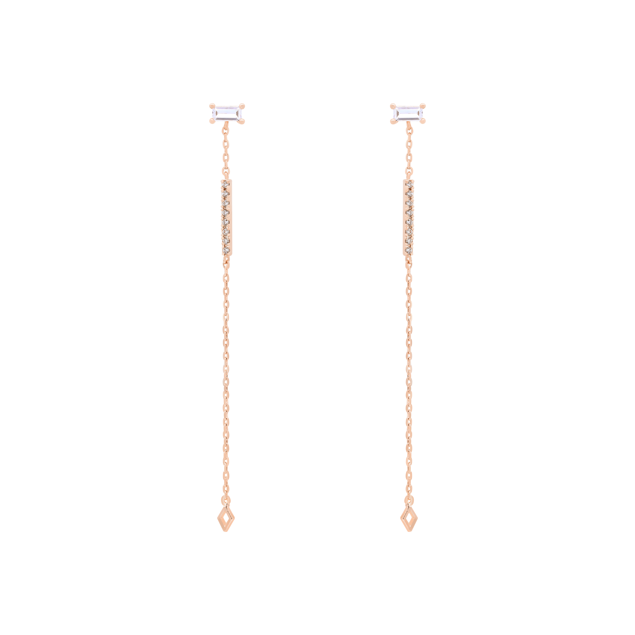 Rhea Gemstone Drop Chain Earrings - Rose Gold