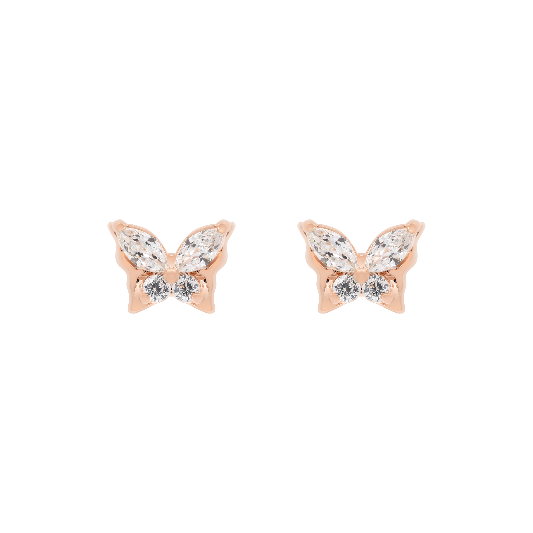 Flutter Butterfly Gemstone Earring Studs - Rose Gold
