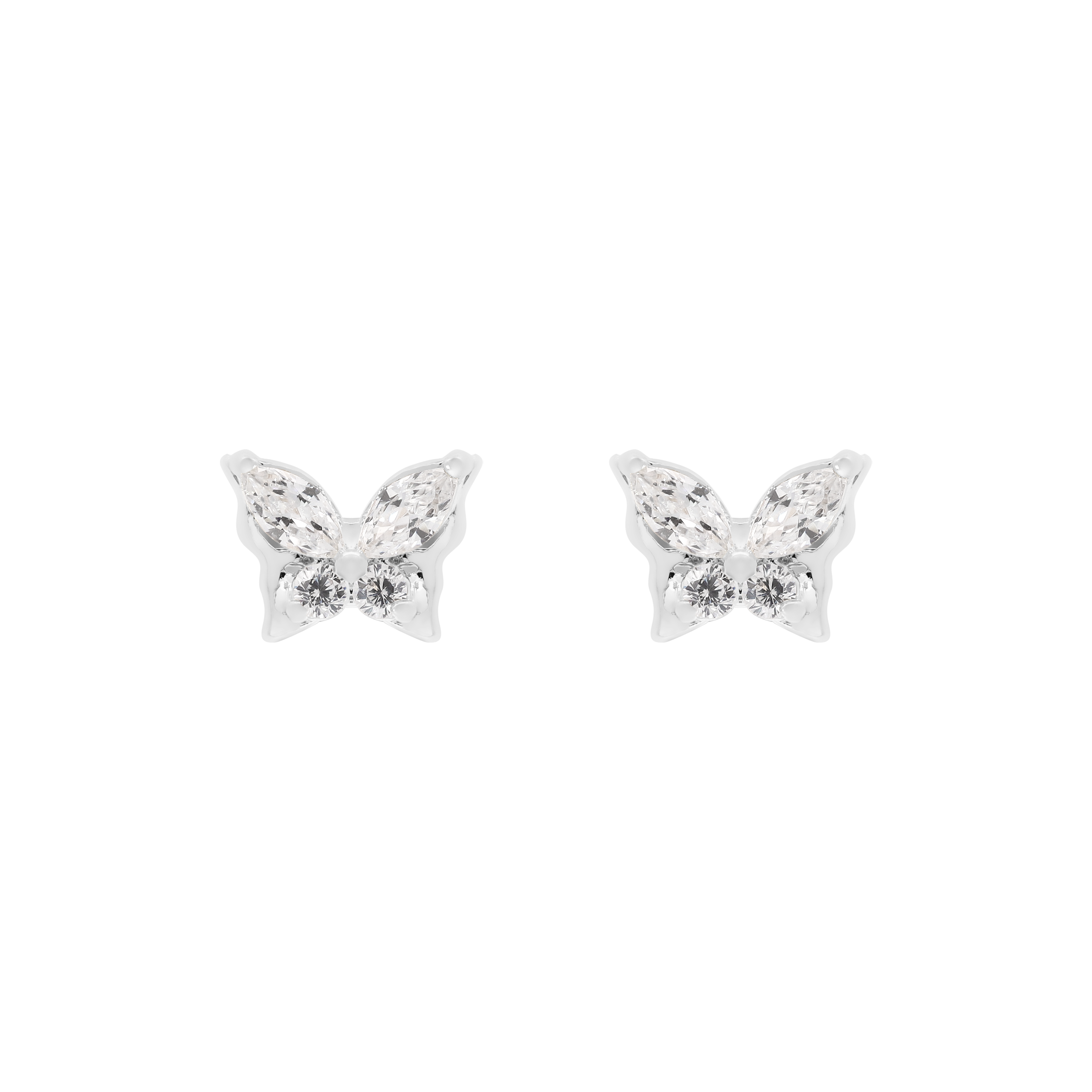 Flutter Butterfly Gemstone Earring Studs - Sterling Silver