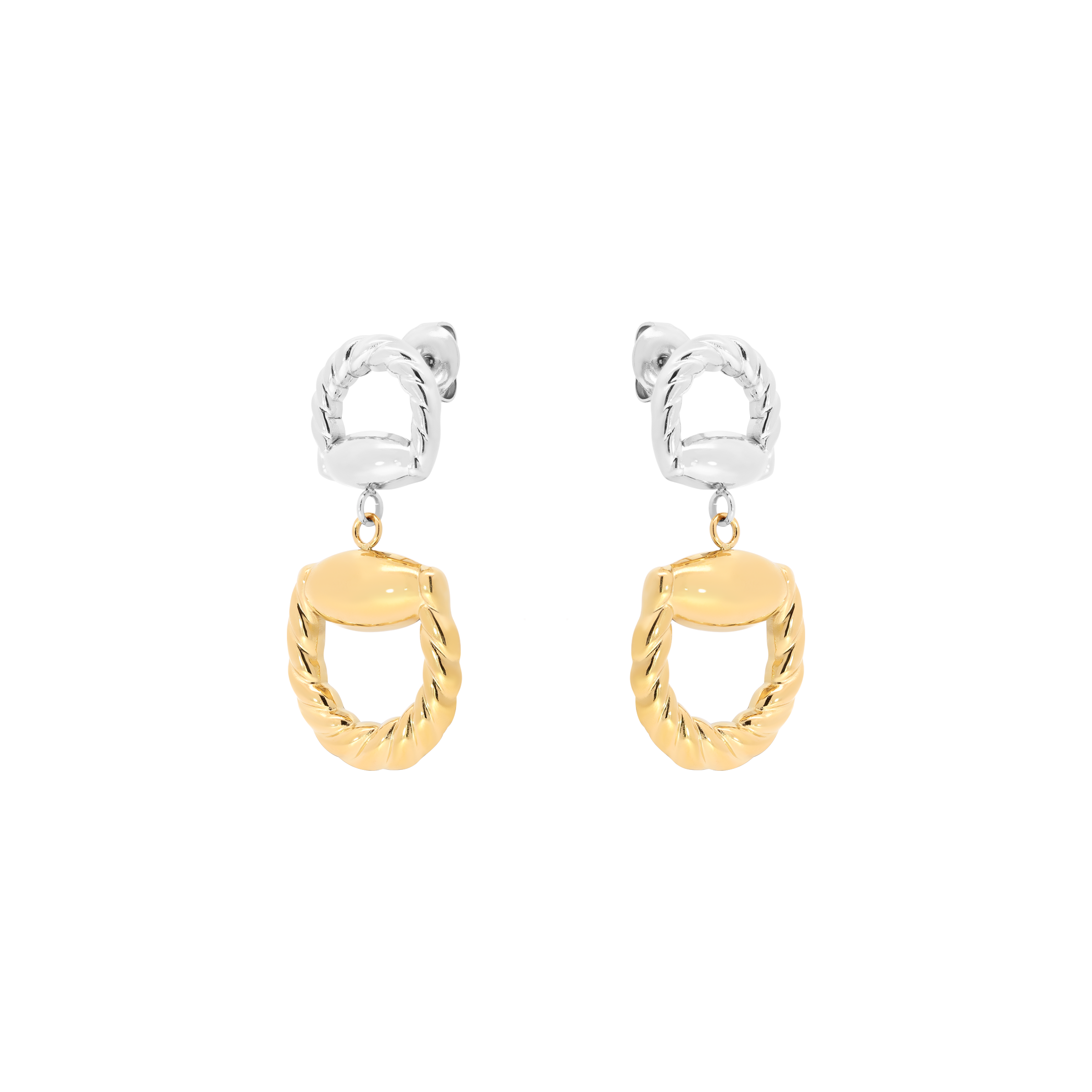 Julianne Duo Tone Rope Chain Earring Studs
