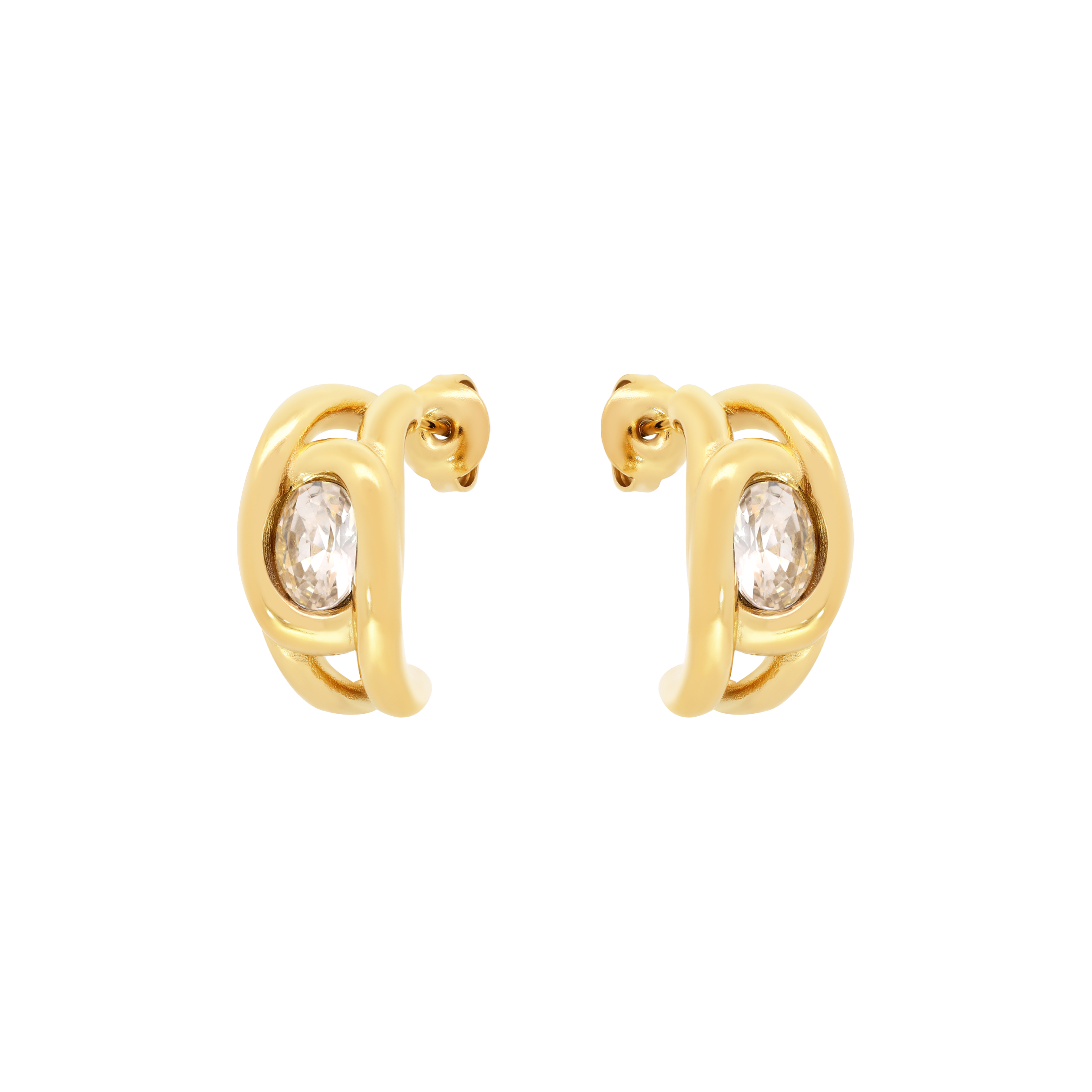 Leah Gemstone Statement Earrings - Gold