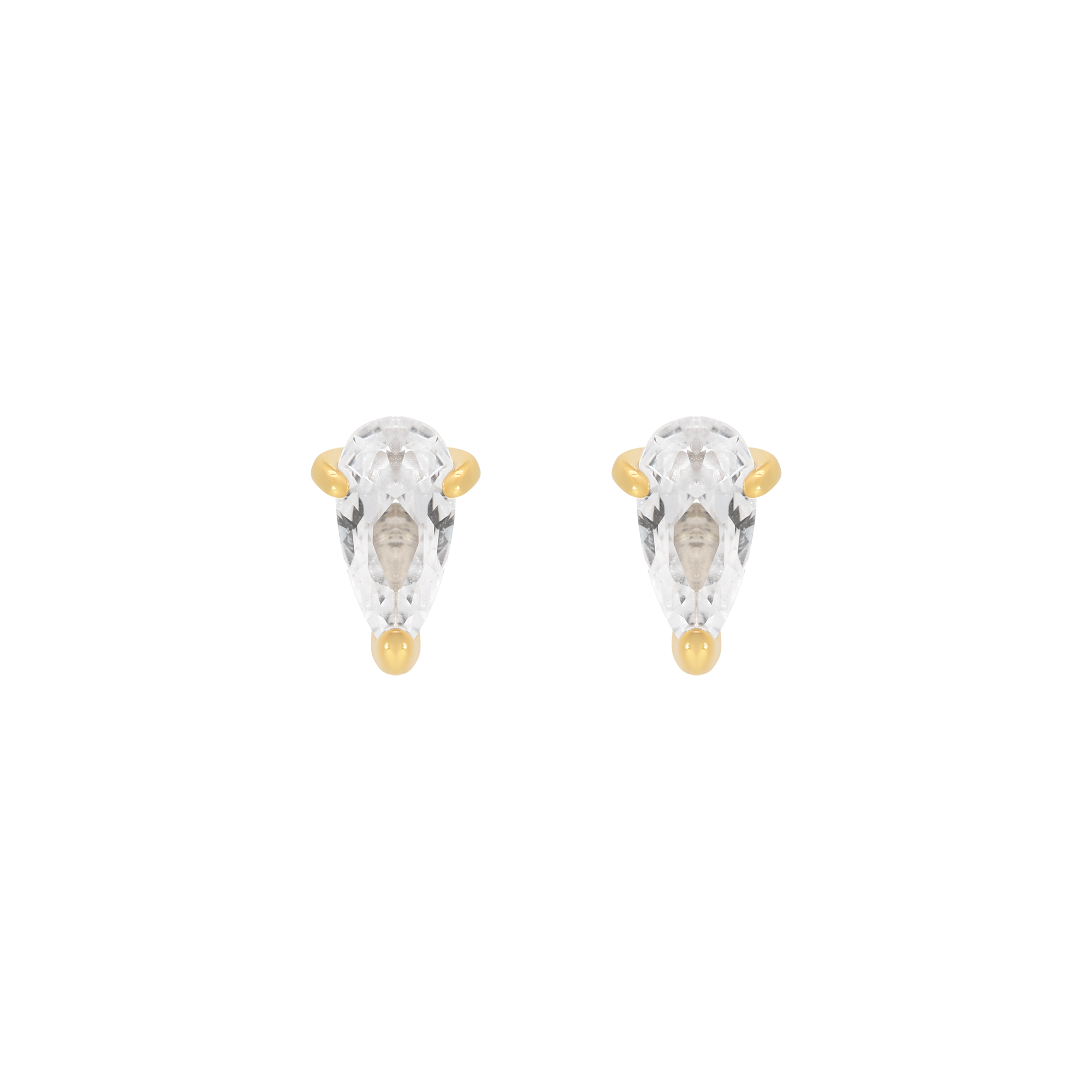 Lithe Teardrop Gemstone Earring Studs - Gold
