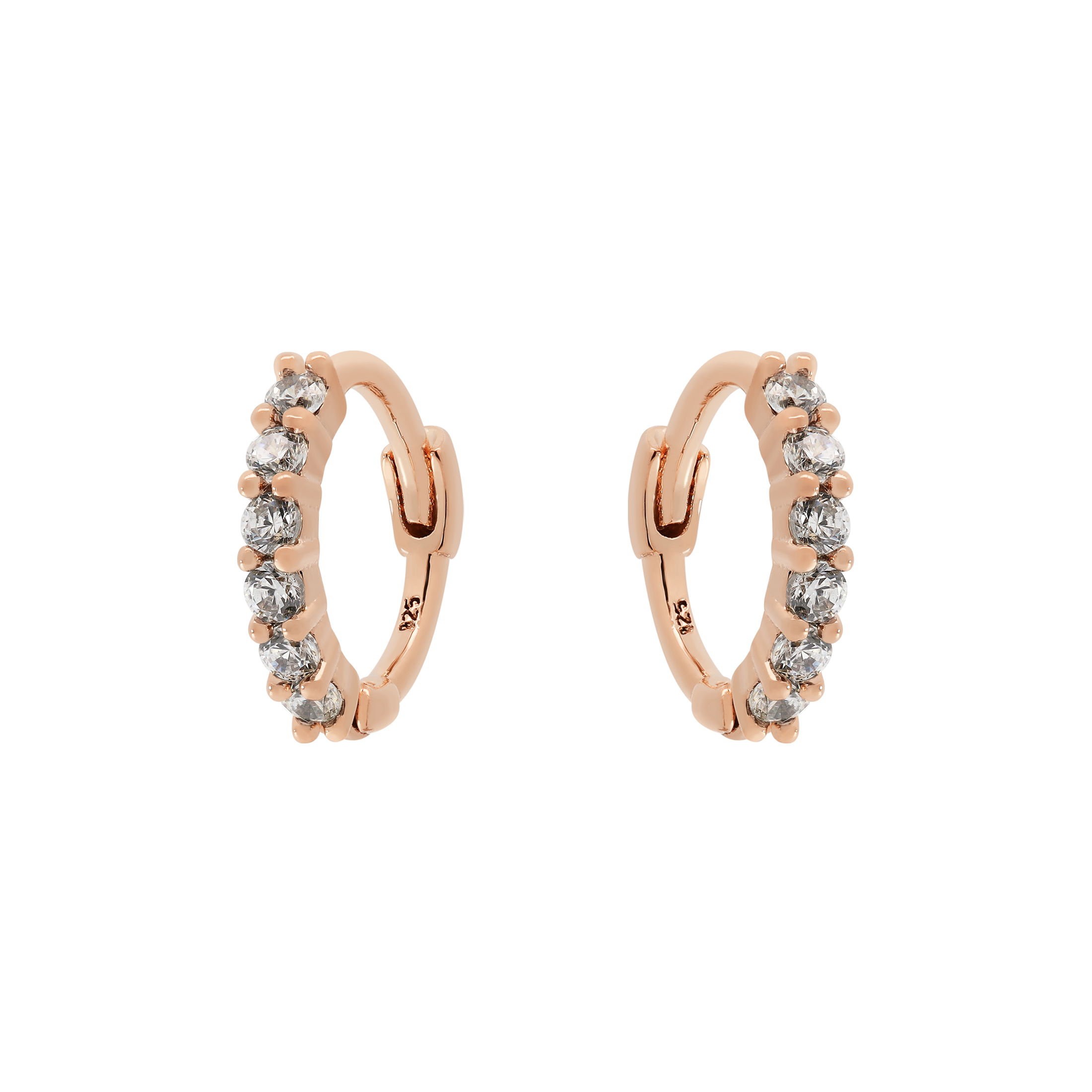 Logic Gemstone Huggie Hoop Earrings - Rose Gold
