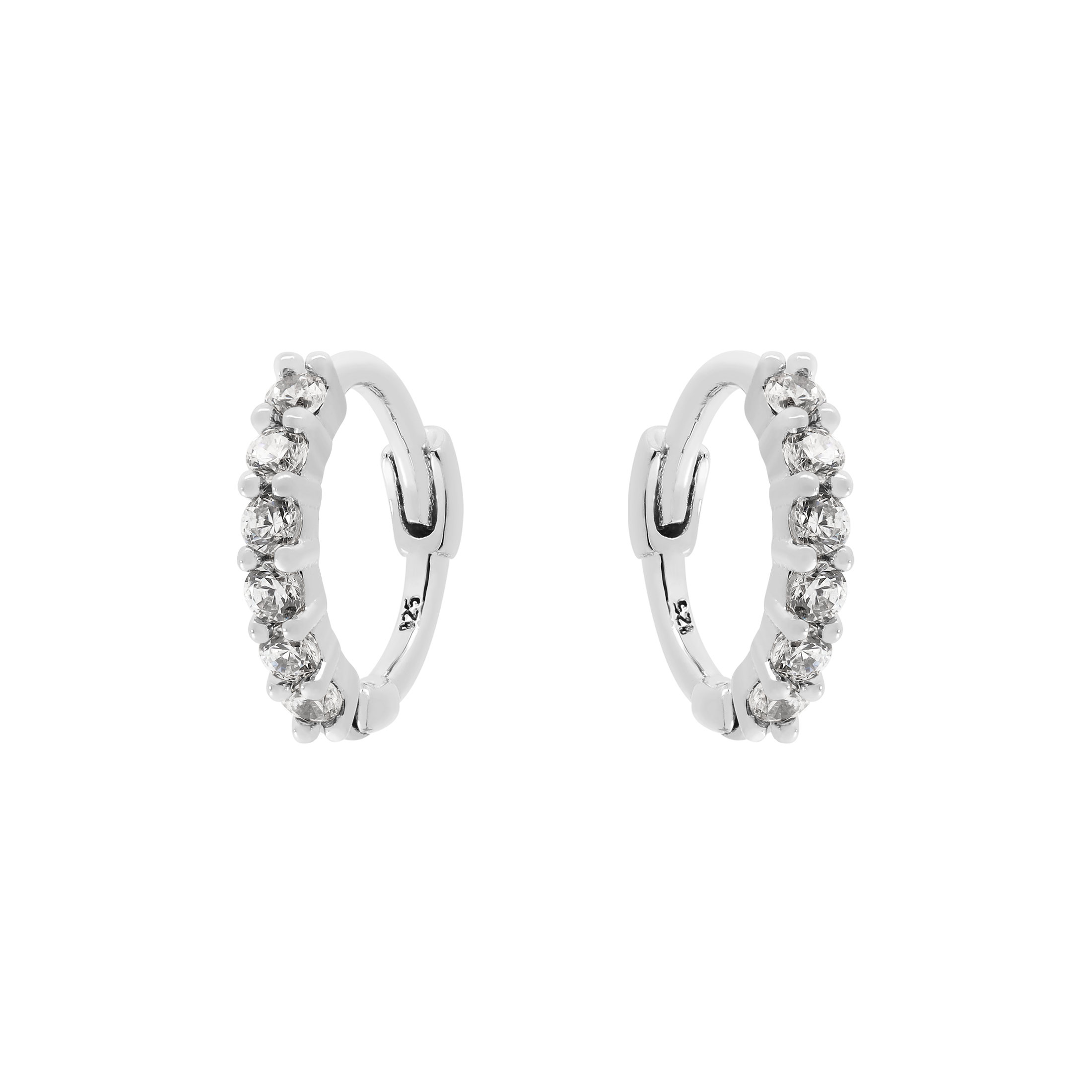 Logic Gemstone Huggie Hoop Earrings - Sterling Silver
