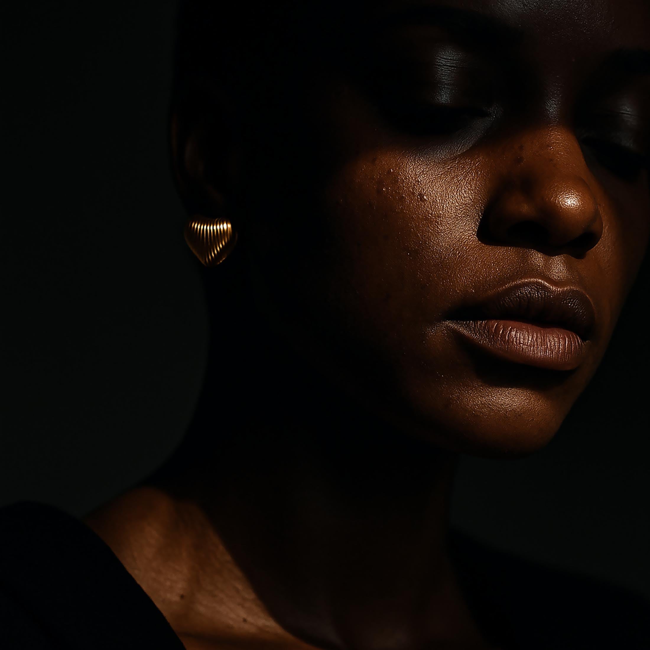 Love Club Chunky Heart Earrings On Model - Gold