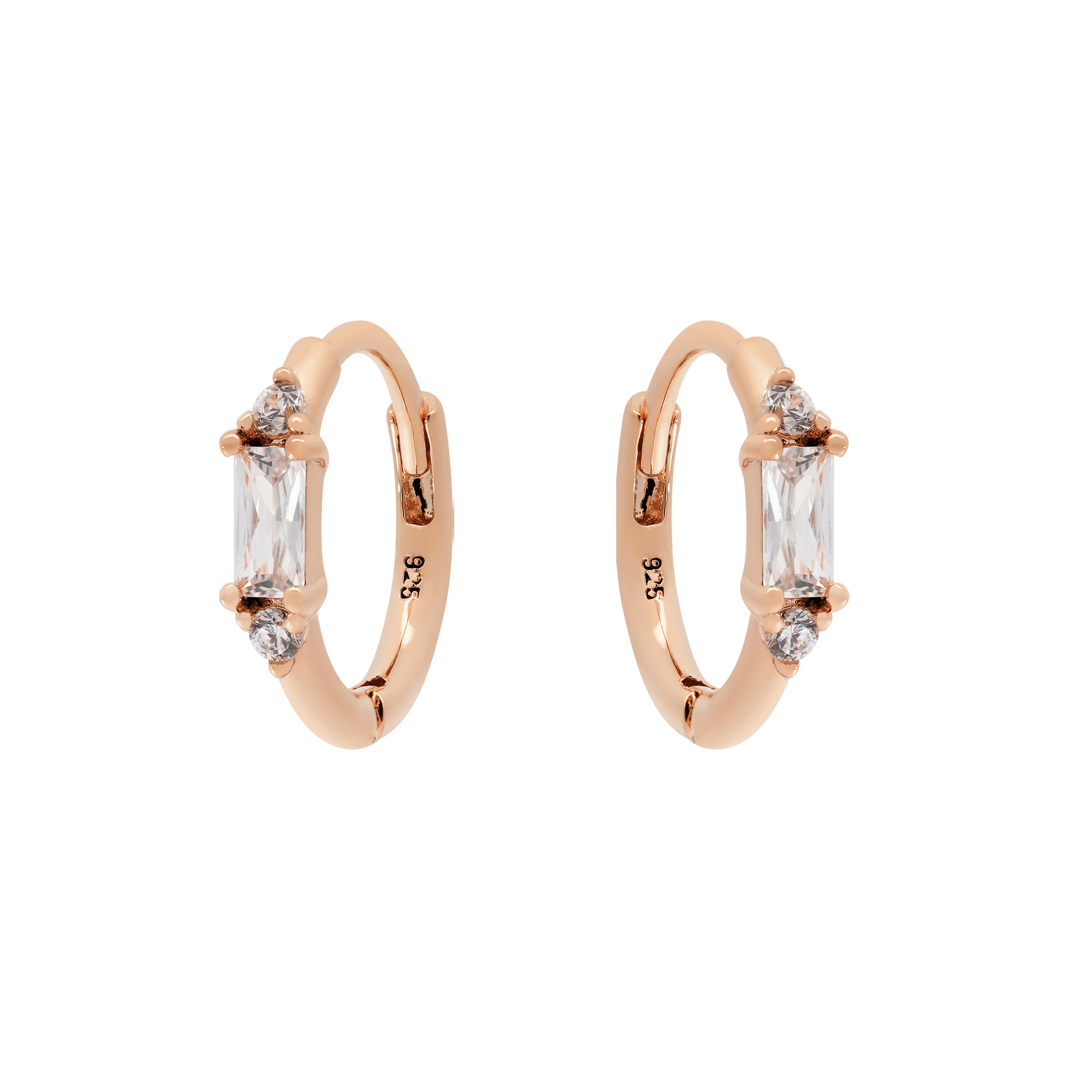 Lyric Gemstone Huggie Hoop Earrings - Rose Gold