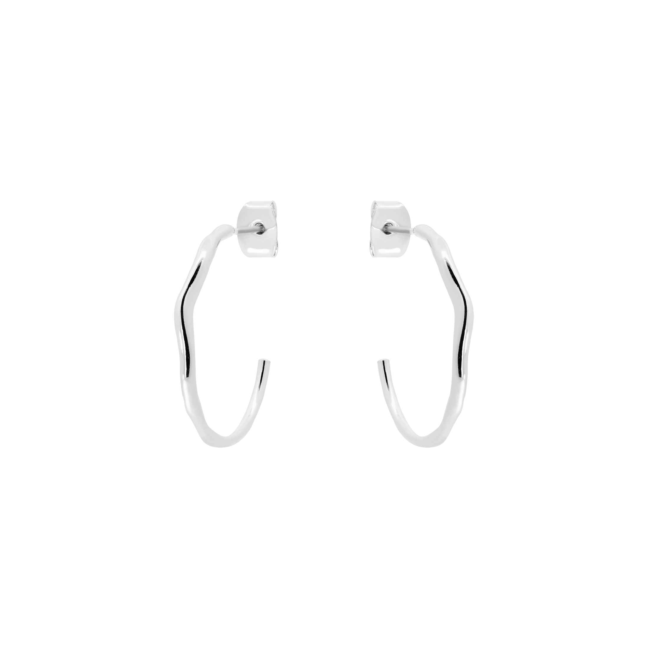 Motion Wave Hoop Earrings - Silver