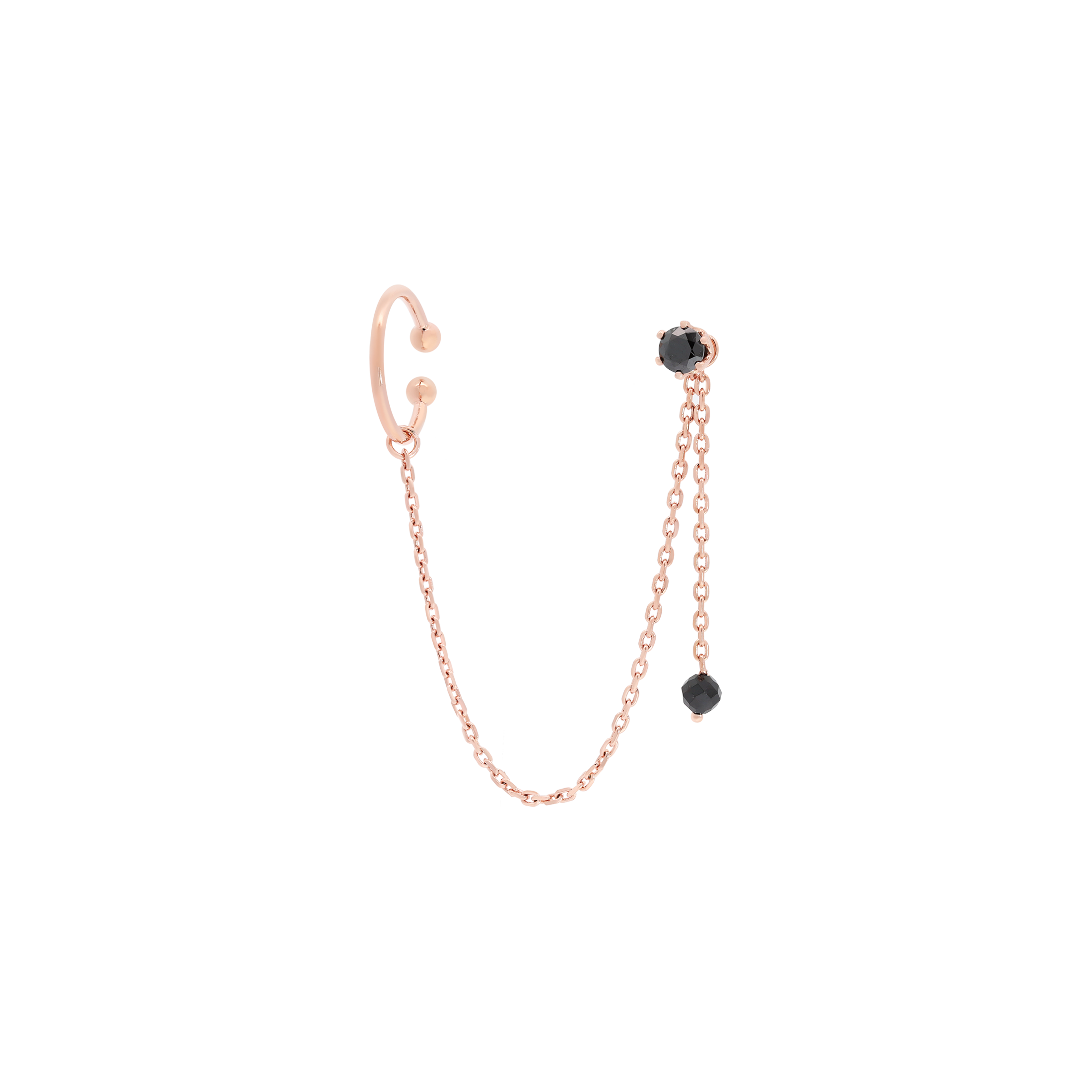 Muse Onyx Chain Earring Cuff - Rose Gold