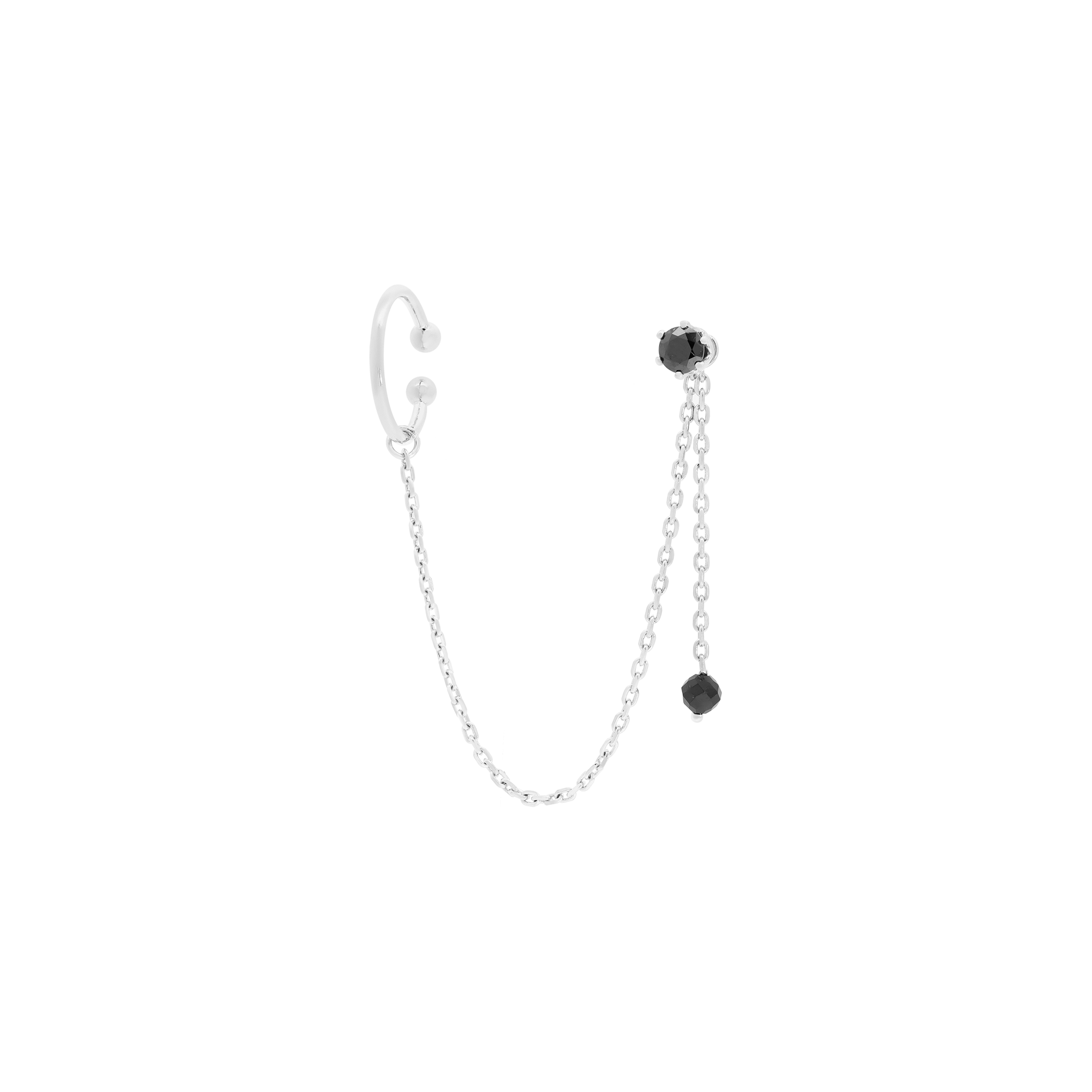 Muse Onyx Chain Earring Cuff - Sterling Silver