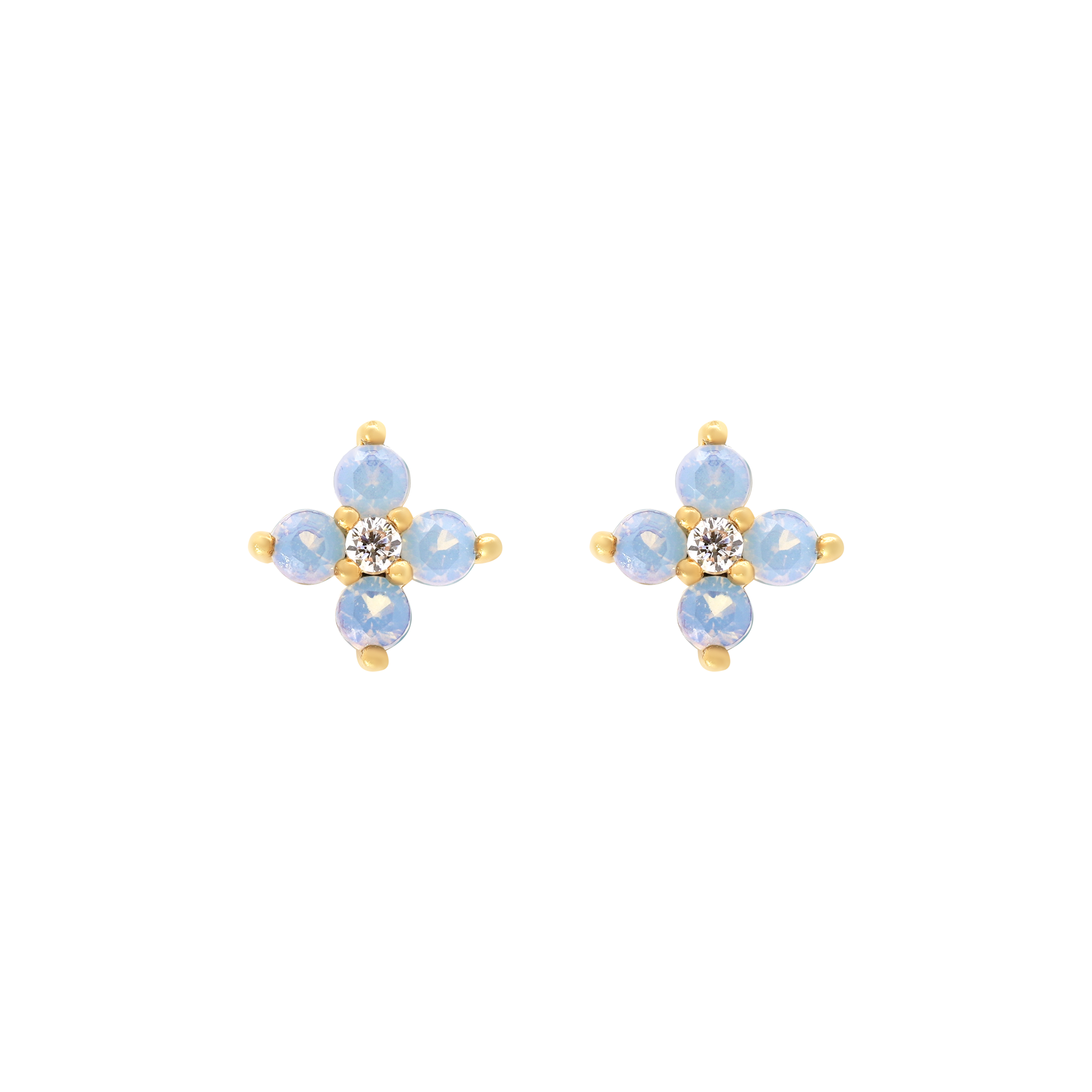 Nami Gemstone Clover Earring Studs 2 - Gold
