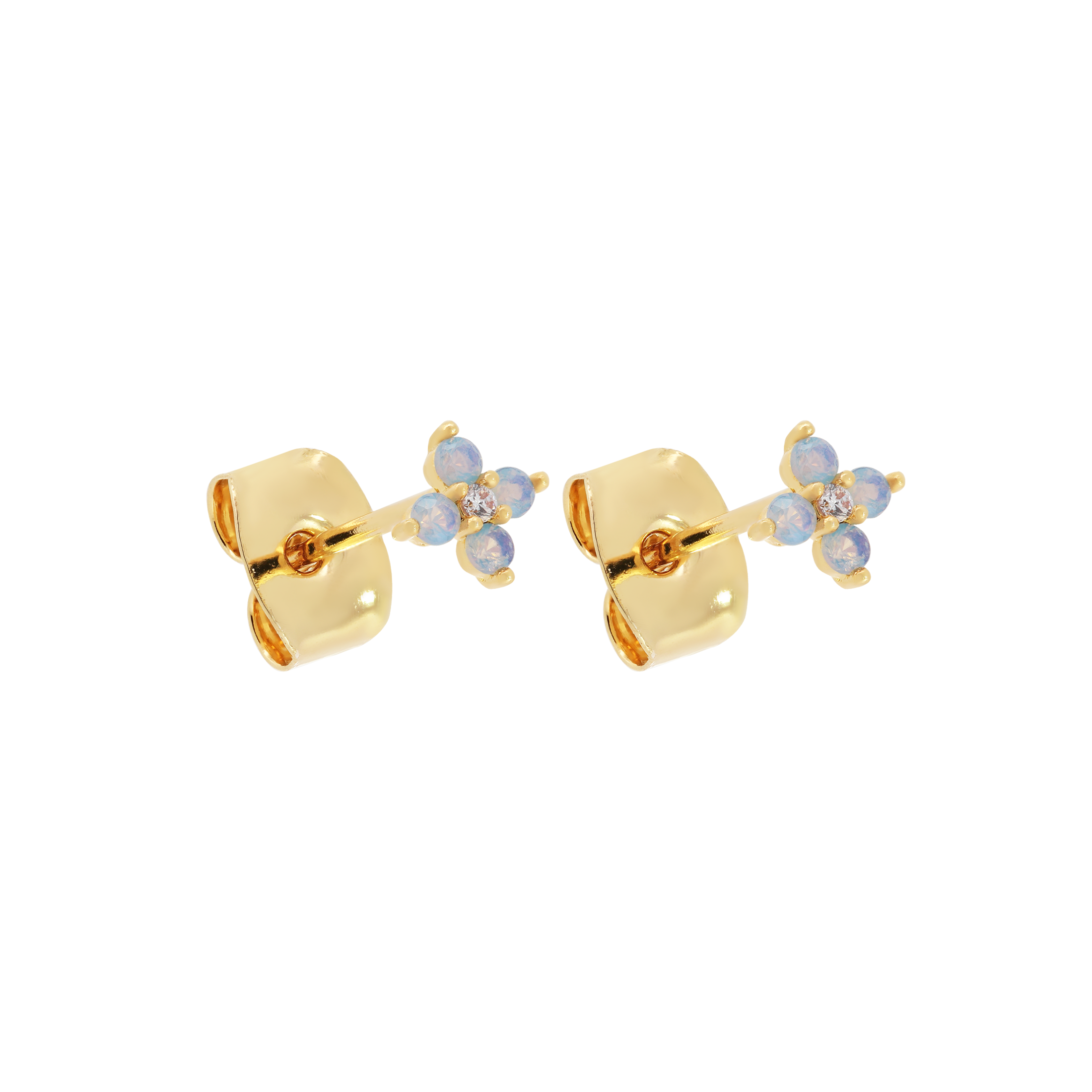Nami Gemstone Clover Earring Studs - Gold