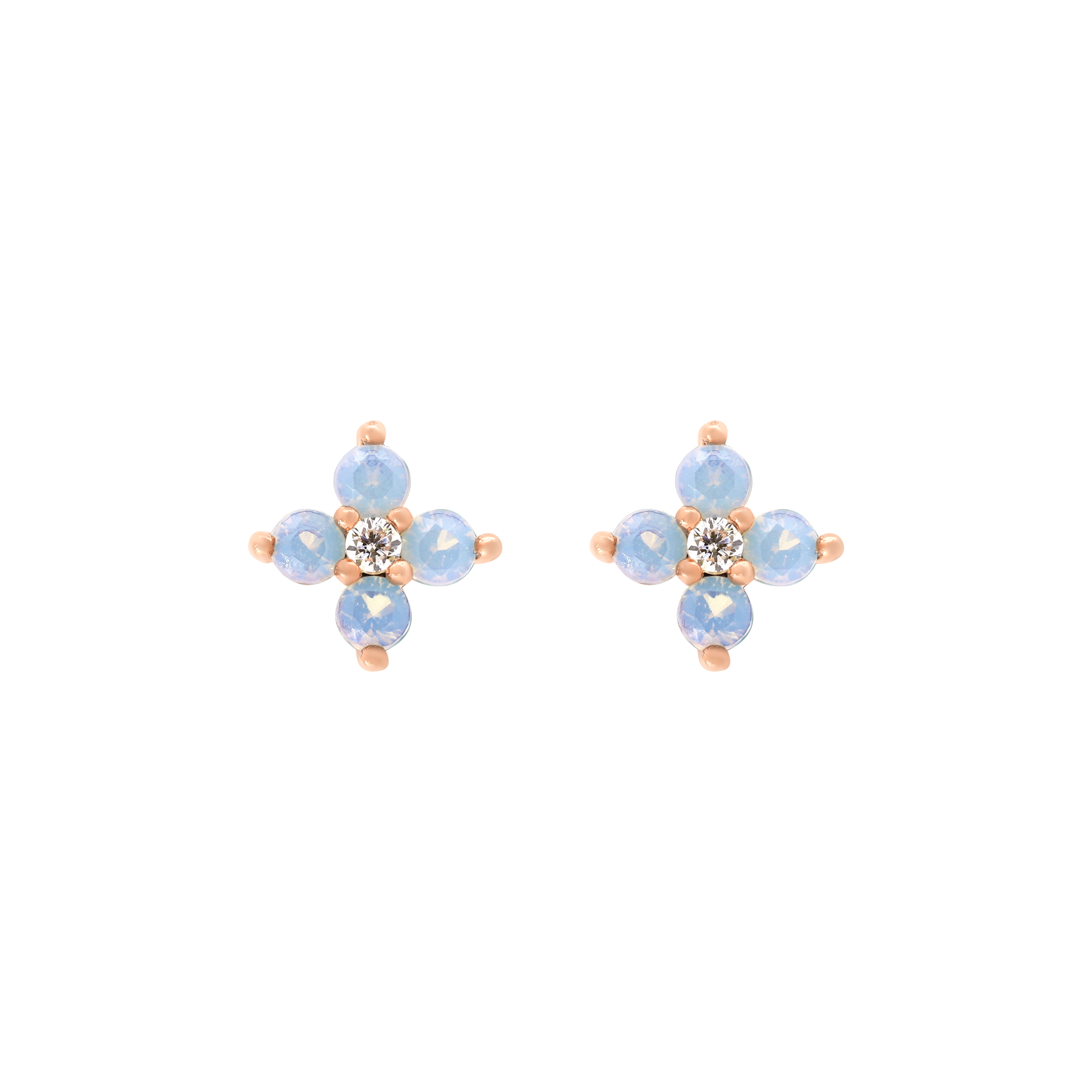 Nami Gemstone Clover Earring Studs 2 - Rose Gold