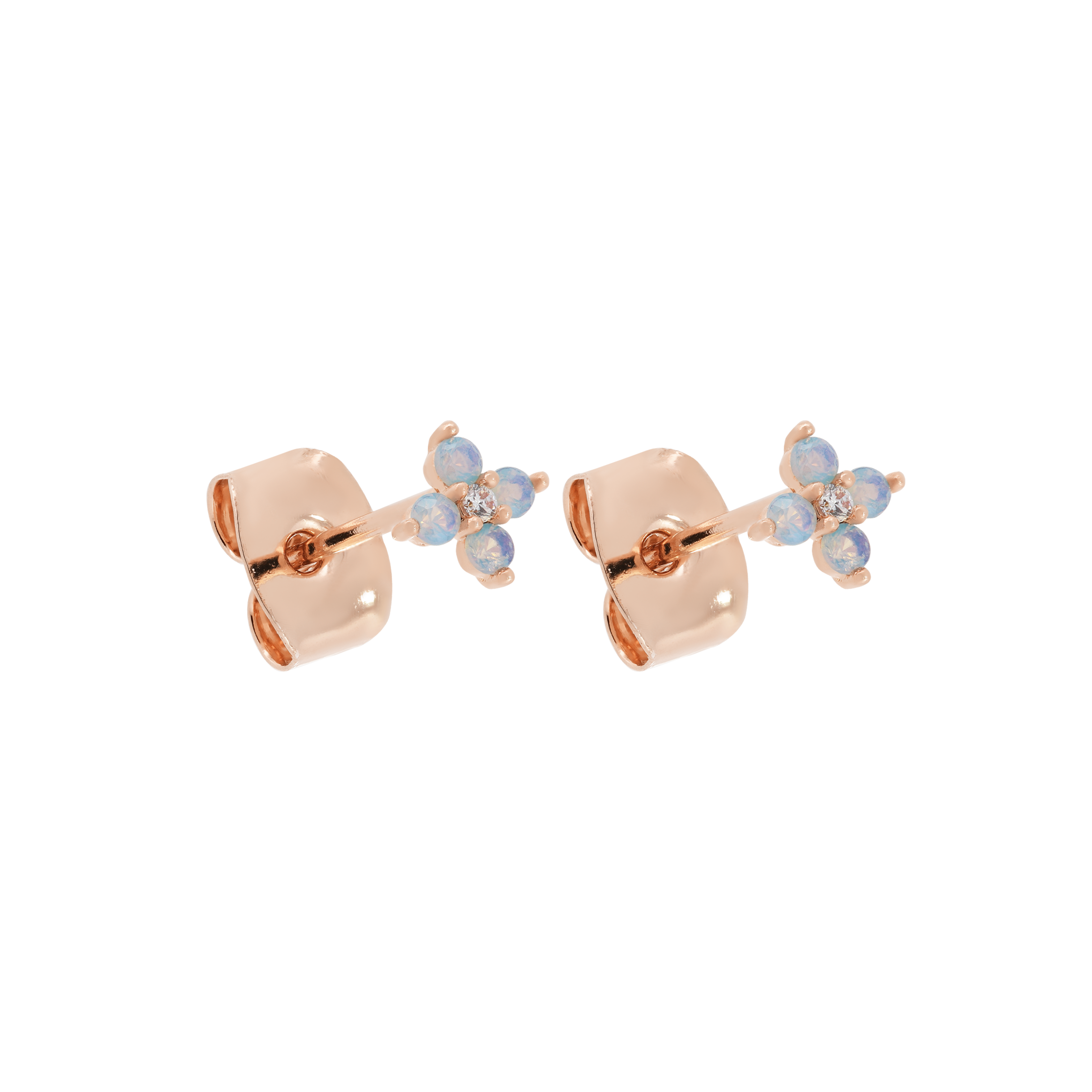 Nami Gemstone Clover Earring Studs - Rose Gold