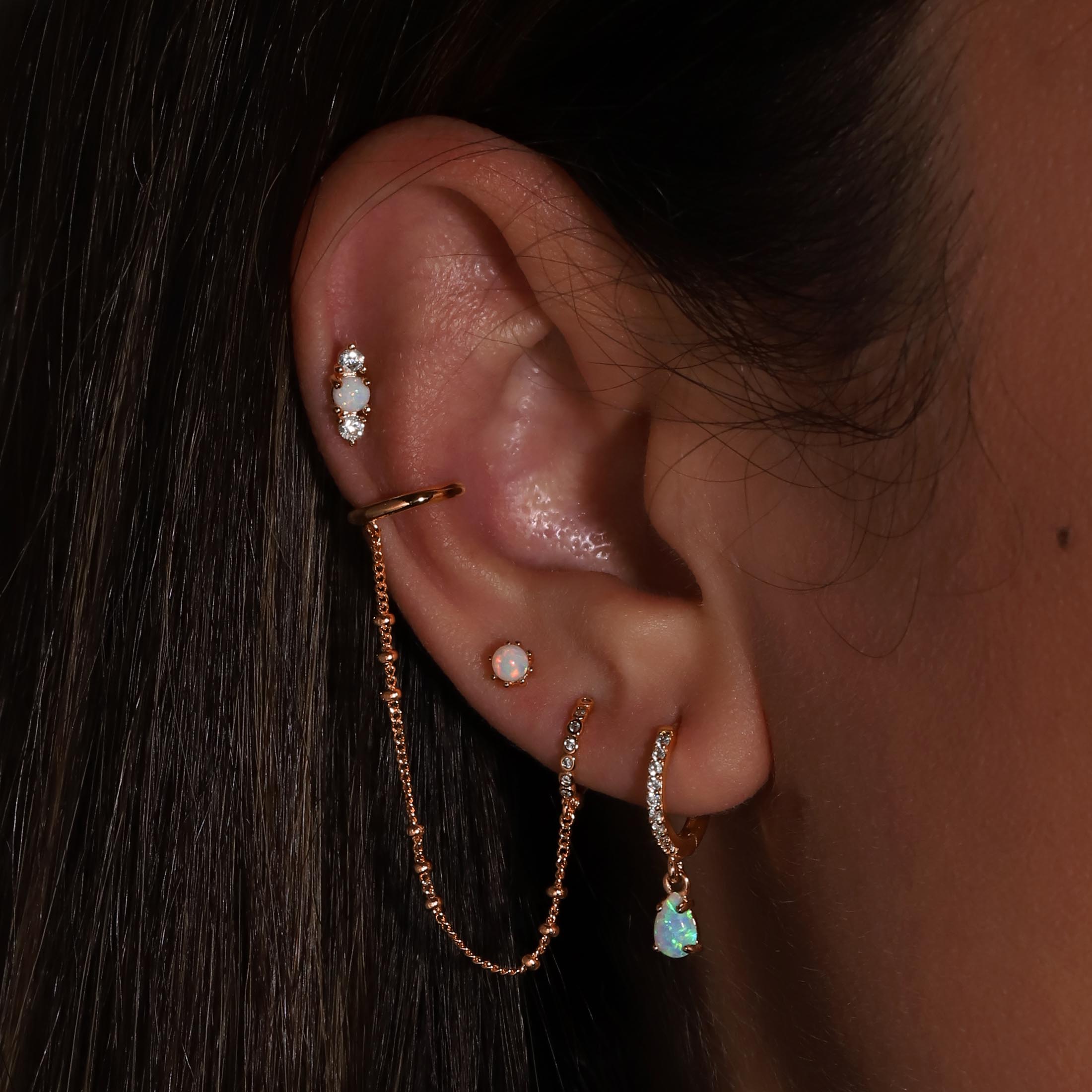 Odyssey Opal Earring Studs On Model - Rose Gold