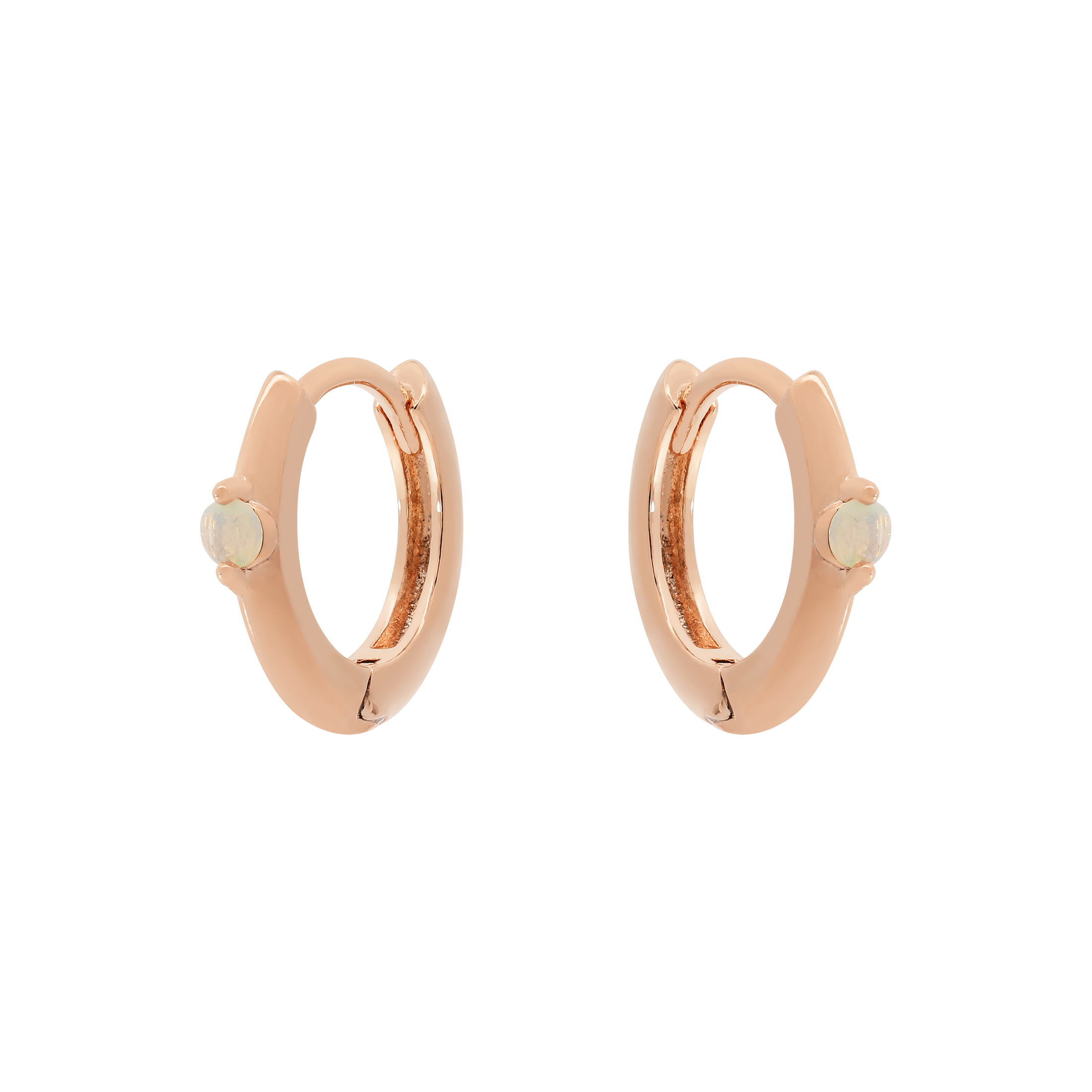 Orion Moonstone Huggie Hoop Earrings - Rose Gold
