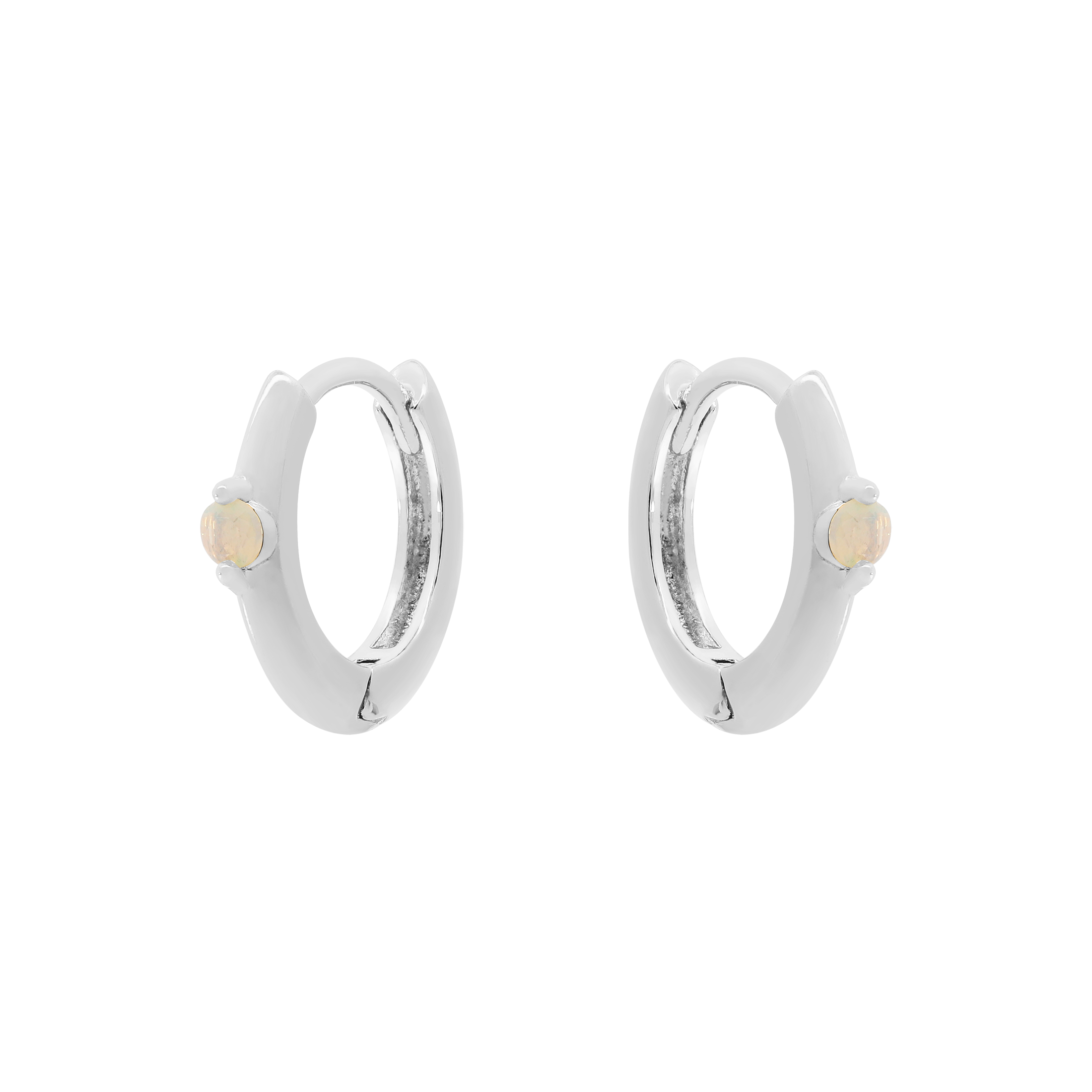 Orion Moonstone Huggie Hoop Earrings - Sterling Silver