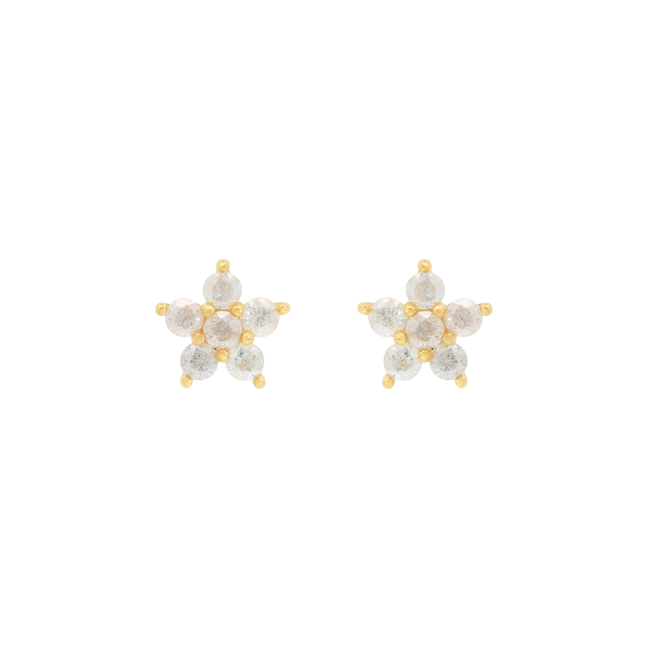 Pastlife Flower Gemstone Earring Studs - Gold