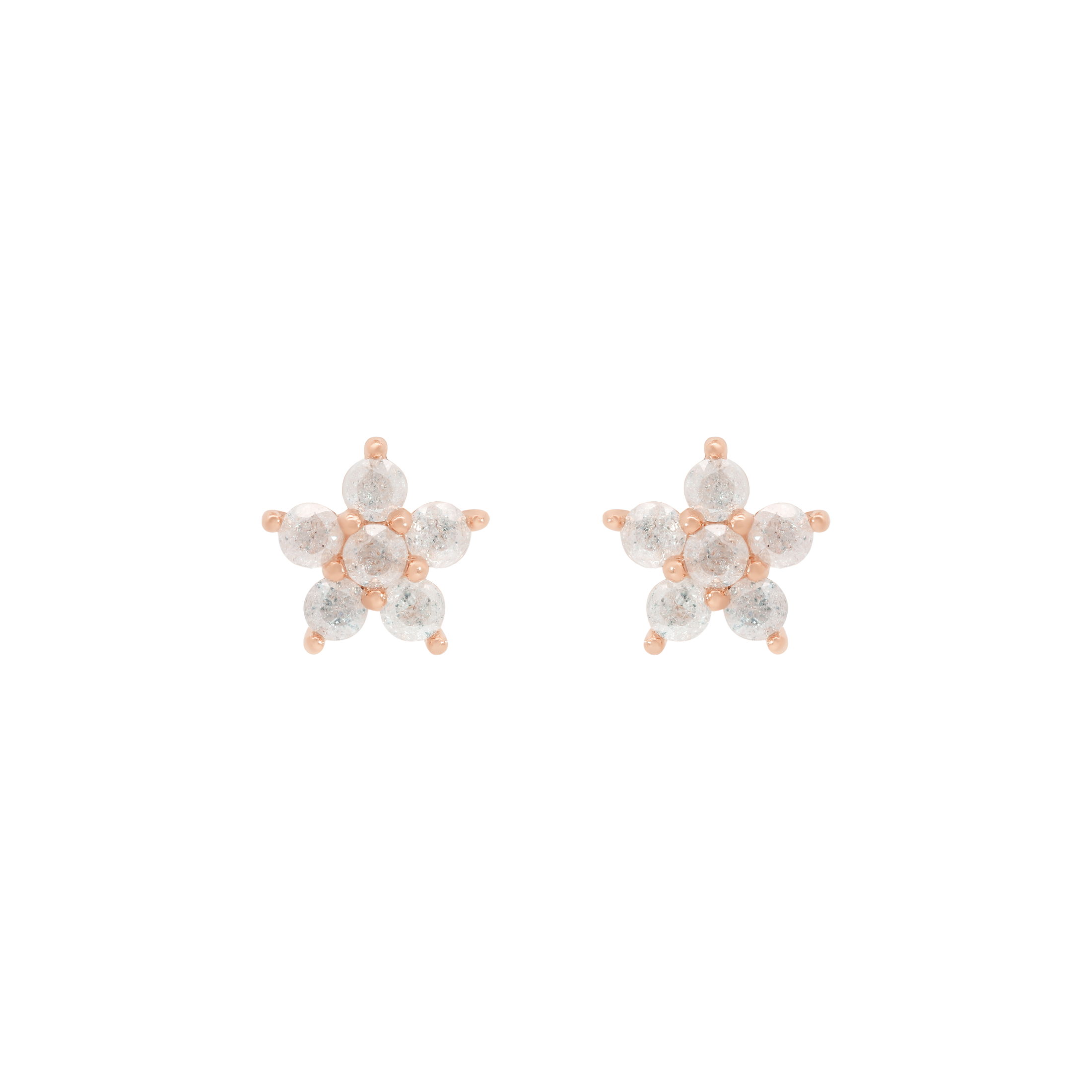 Pastlife Flower Gemstone Earring Studs - Rose Gold