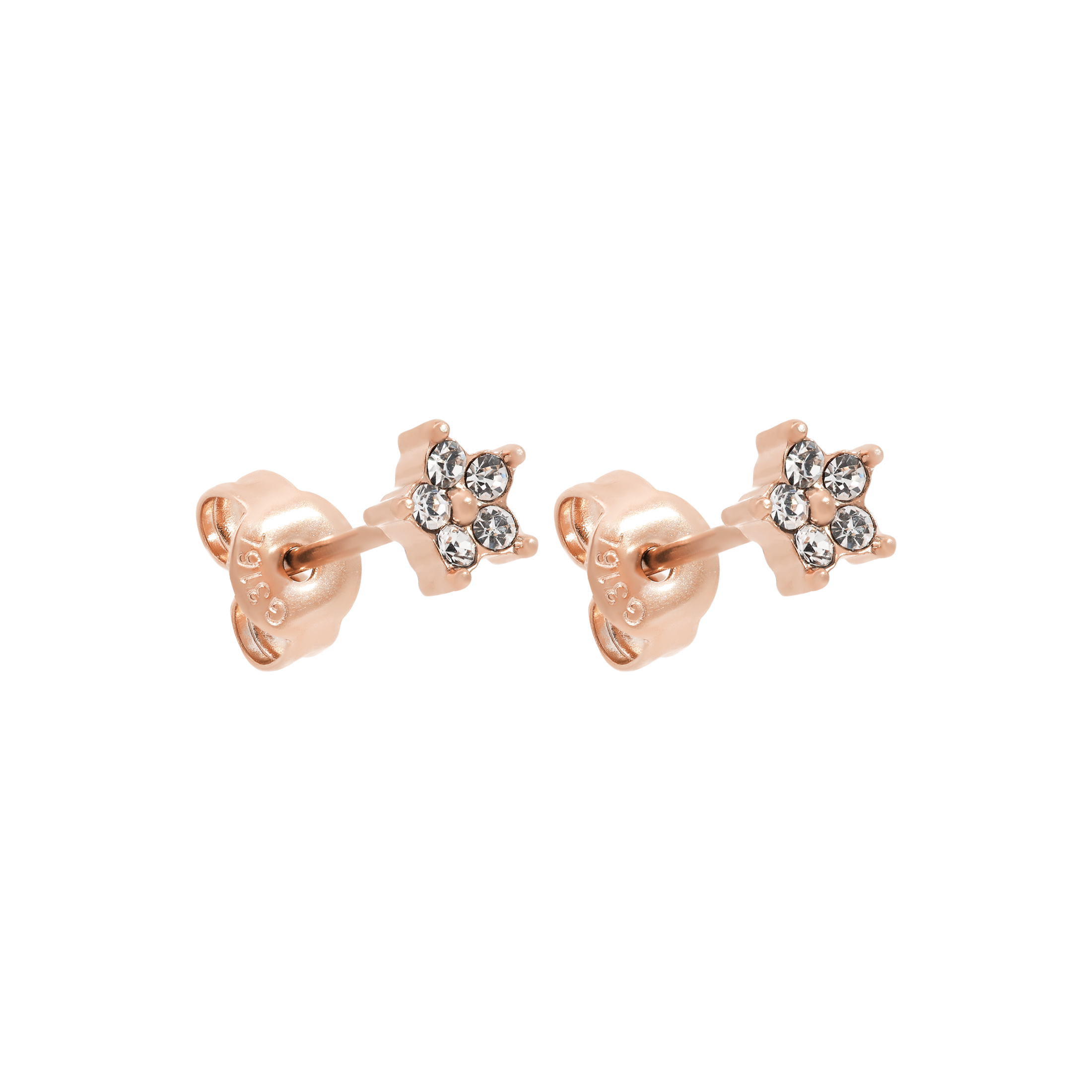 Poppy Flower Gemstone Earring Studs - Rose Gold