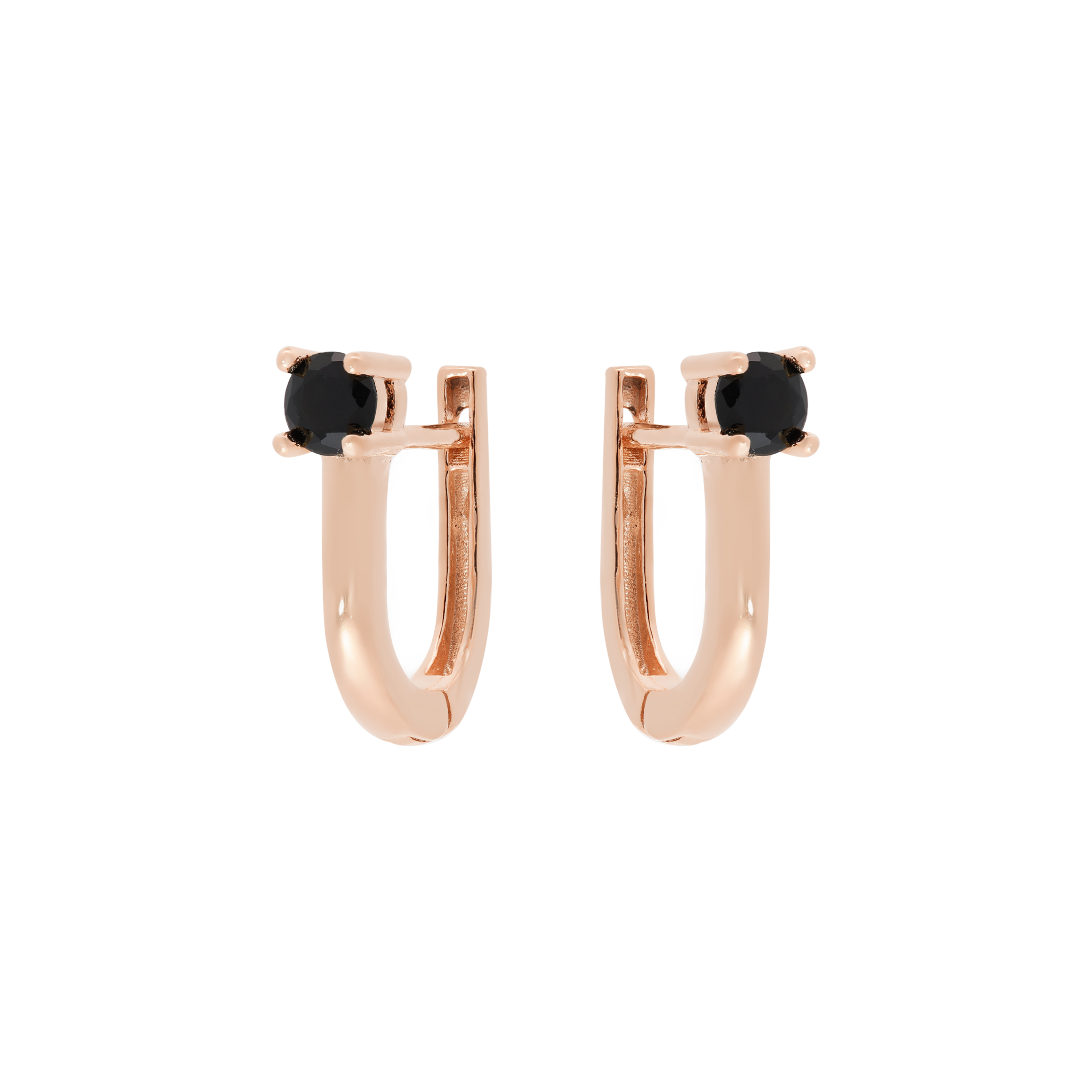 Retribution Onyx Stud Earring Hoops - Rose Gold