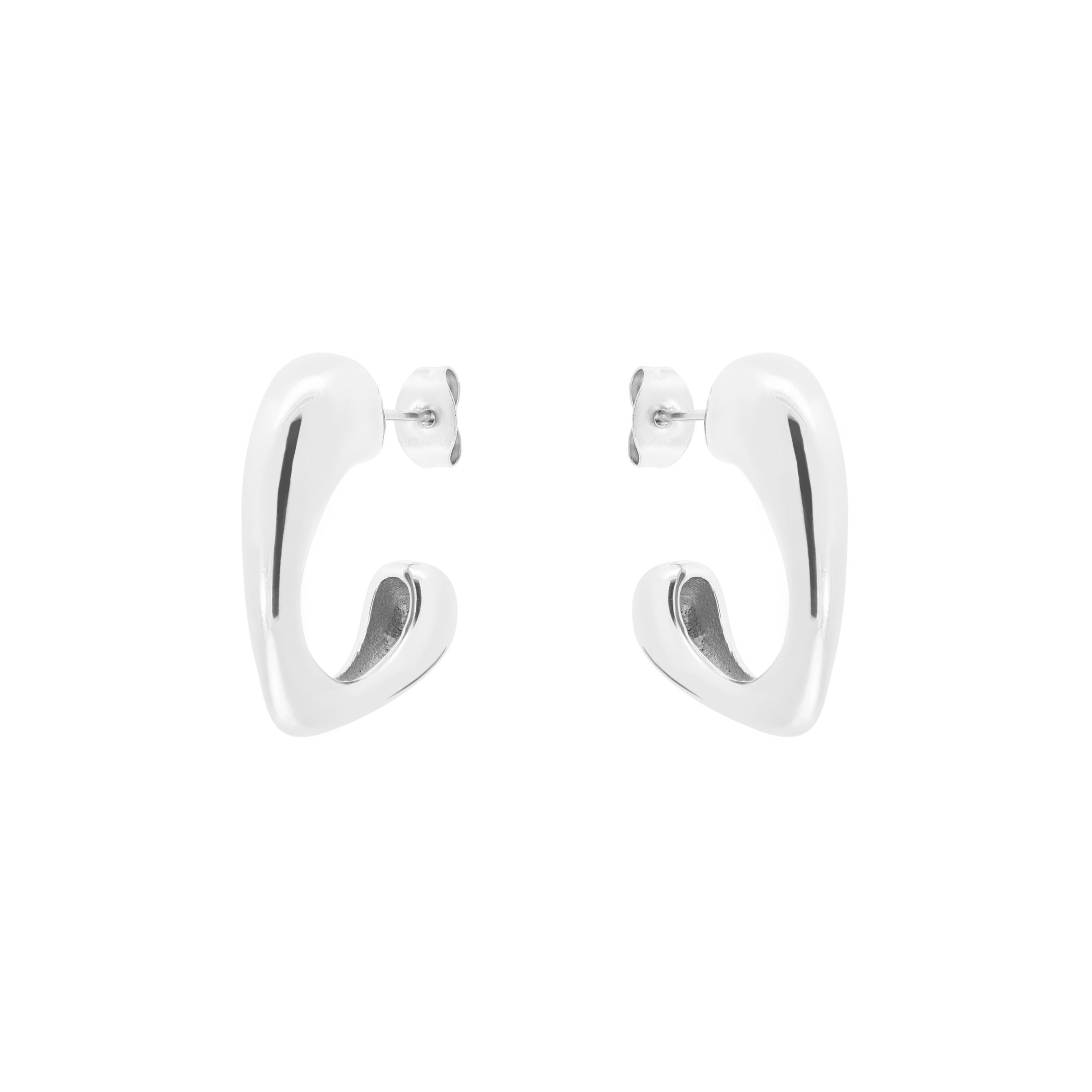 Rita Heart Earring Studs  - Silver