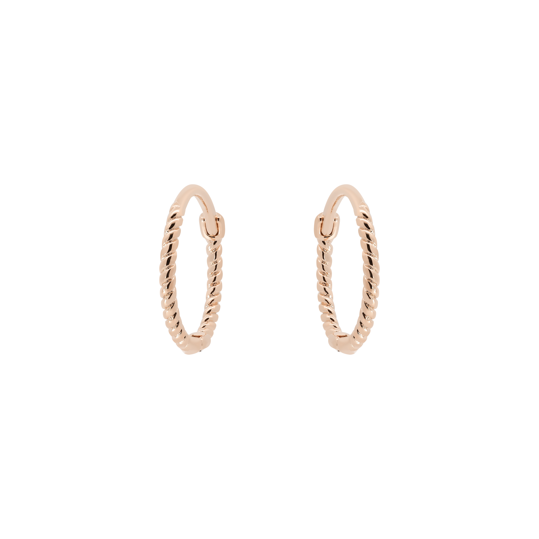 Rope Textured Earring Huggie Hoops - Rose Gold