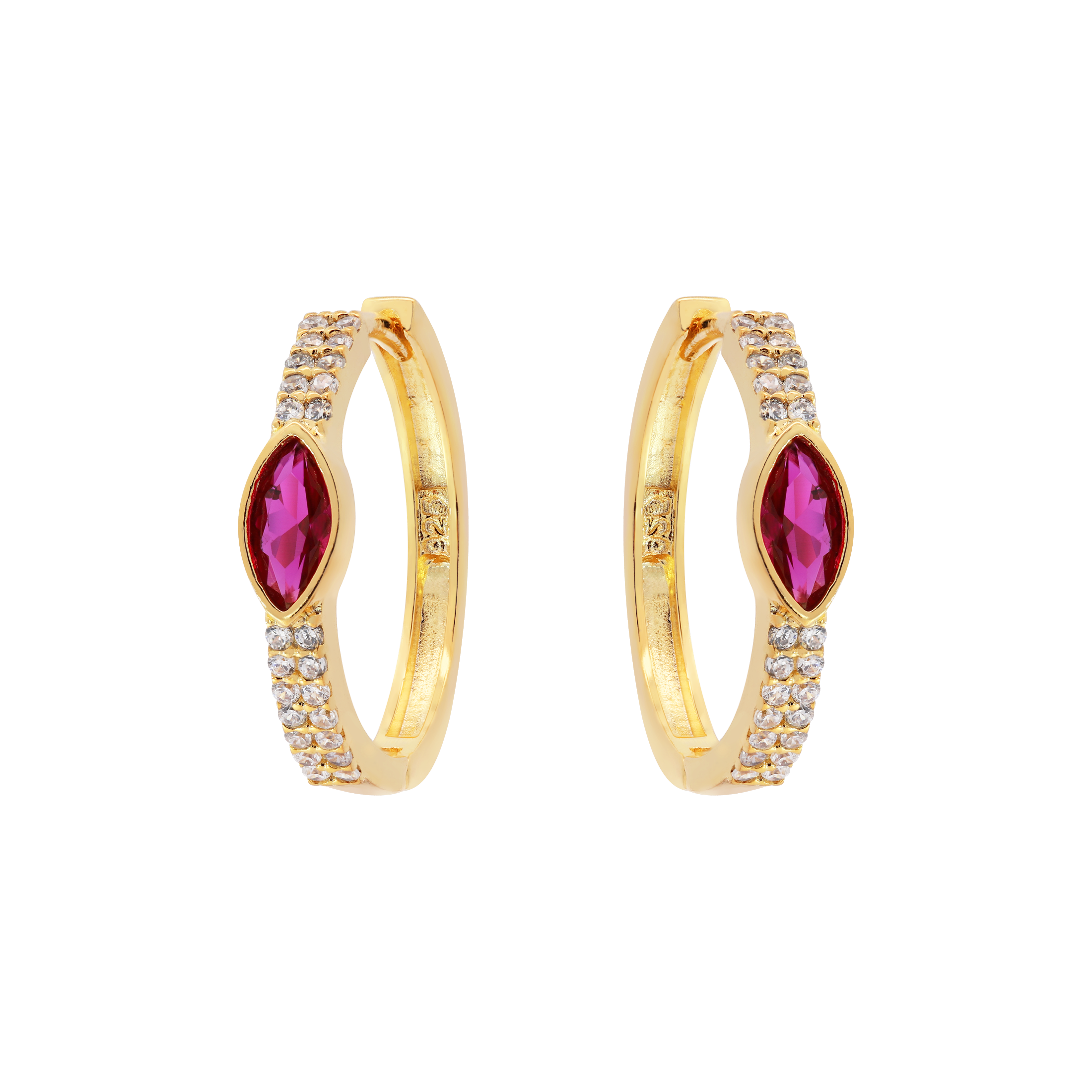 Sabrina Gemstone Hoop Earrings - Gold