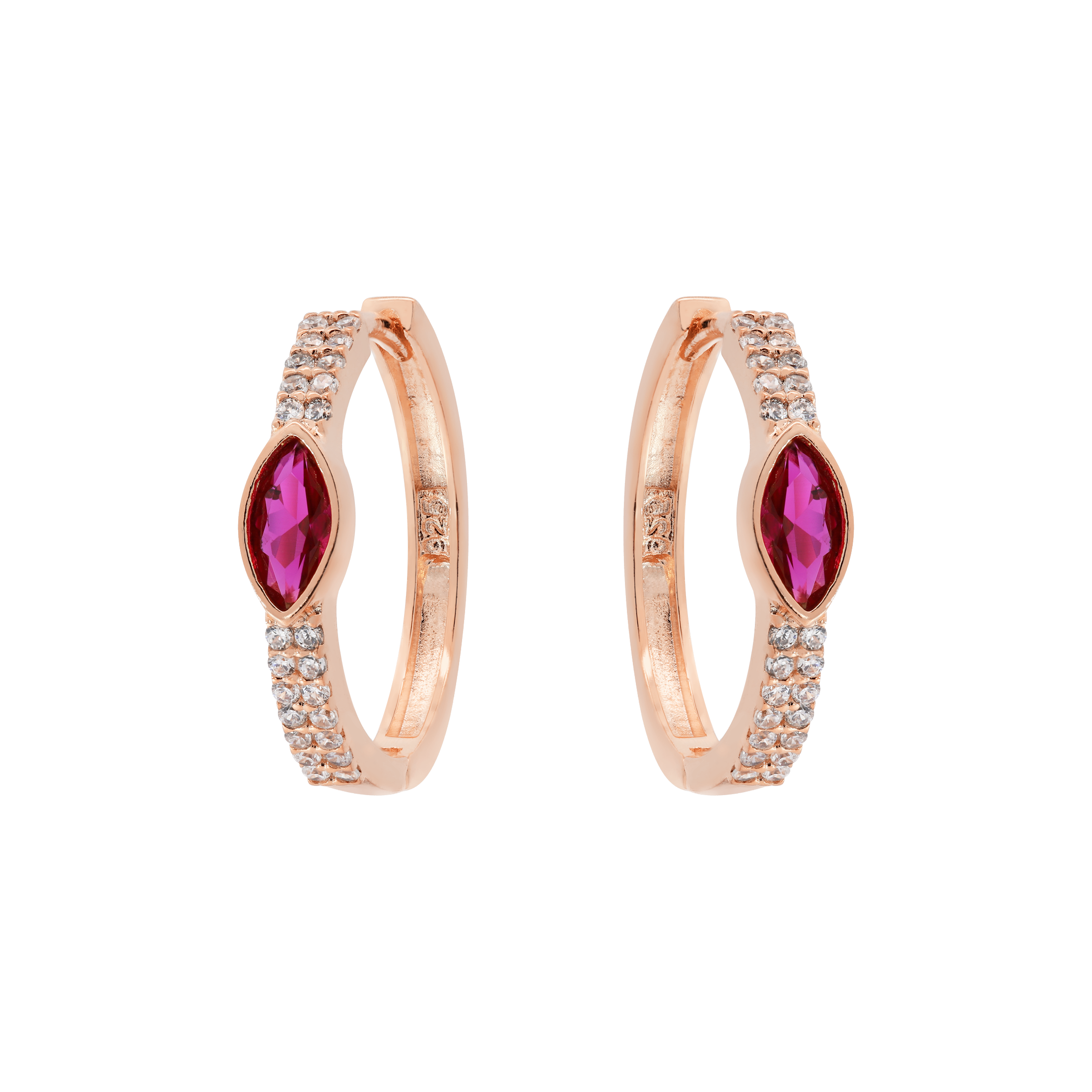 Sabrina Gemstone Hoop Earrings - Rose Gold