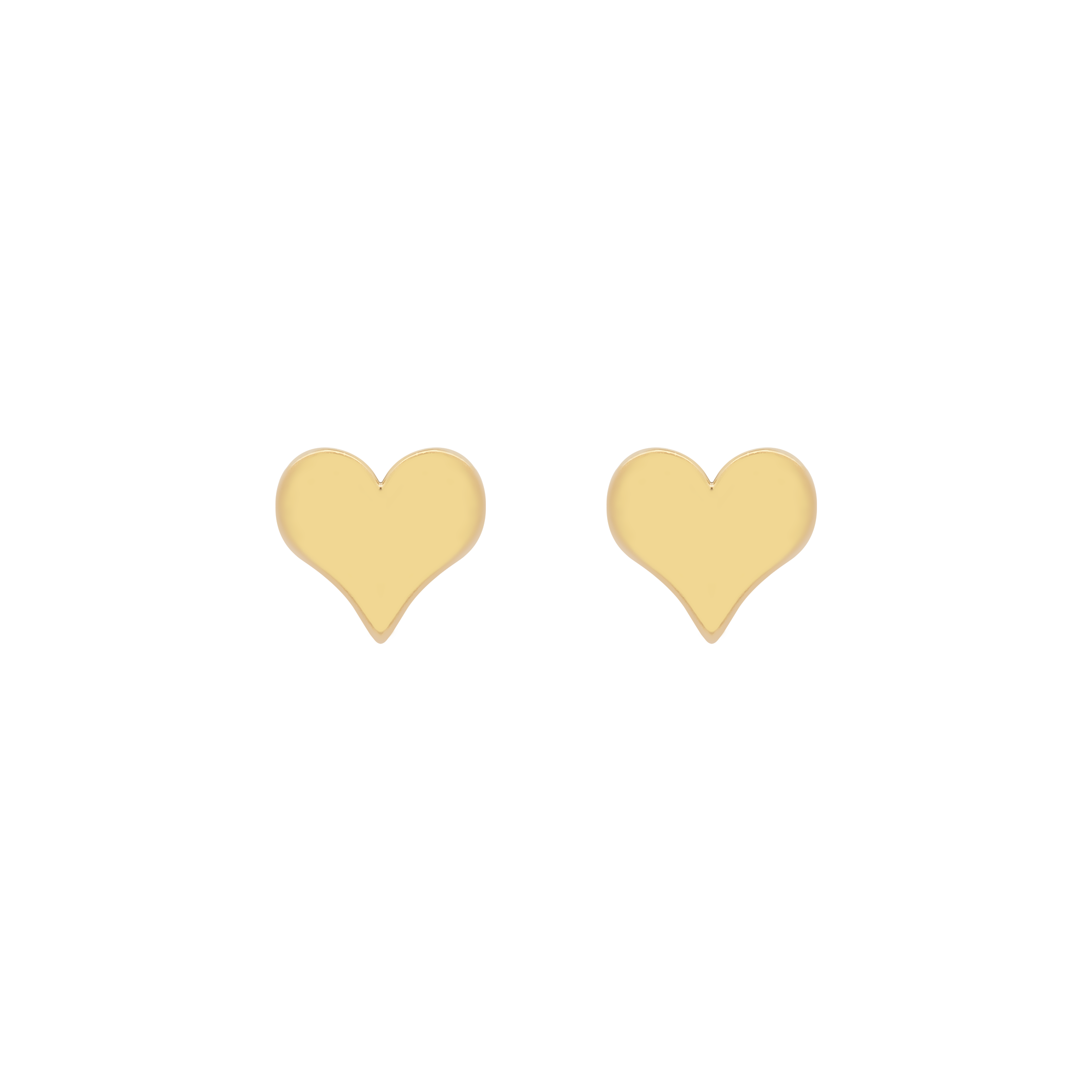 Solid Love Heart Earring Studs 2 - Gold