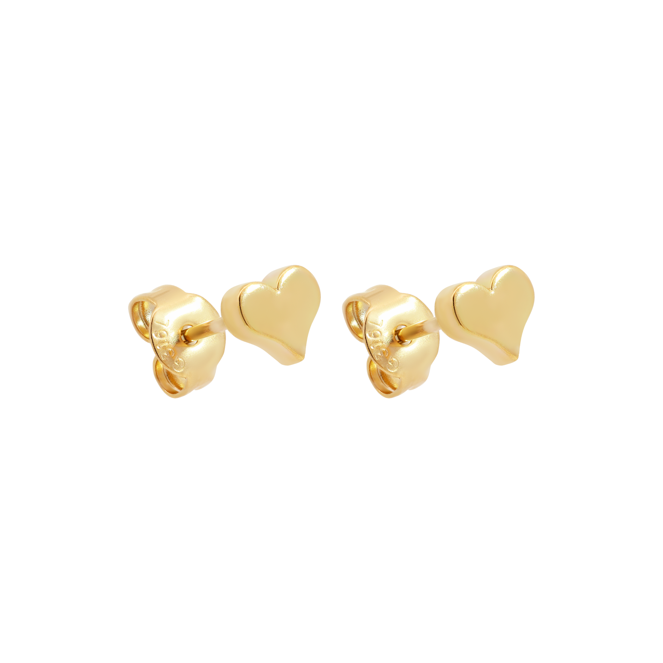 Solid Love Heart Earring Studs - Gold